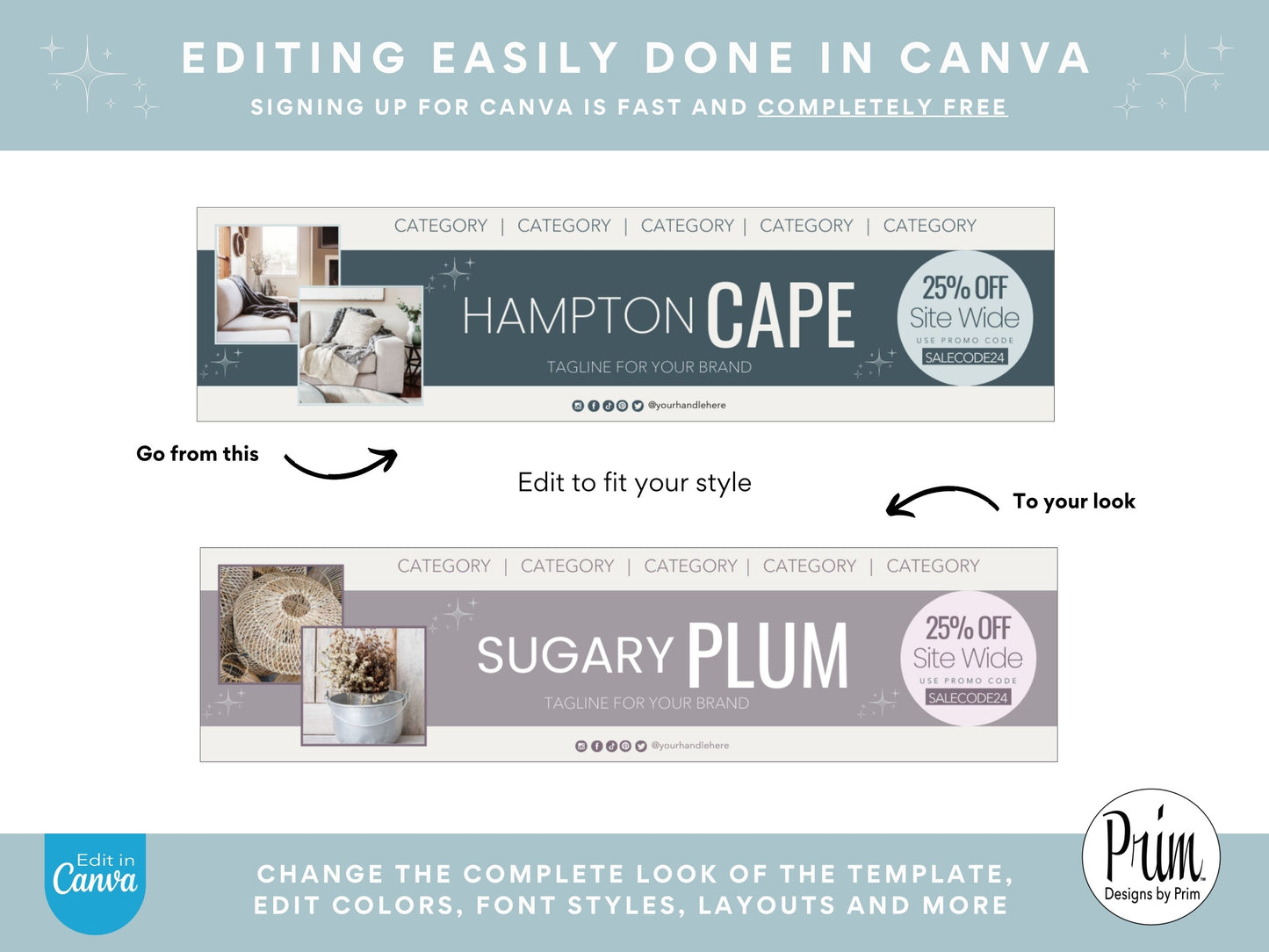 Designs by Prim Etsy Shop Kit | Etsy Banner Templates | Etsy Store Listing Bundle | Canva Editable Template | Etsy Seller Branding Design | Store Mock Ups Jessica Nethery Designer Business Branding
