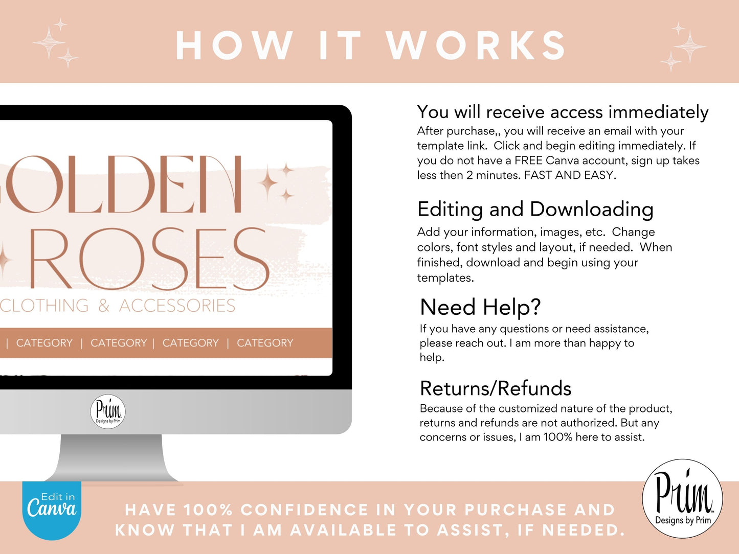 Designs by Prim Rose Gold Logo Design Template Canva | Small Business Logo | Editable Logo Template | Business Branding Logo | DIY Logo Design | Brand Kit Jessica Ann Nethery Brand Design