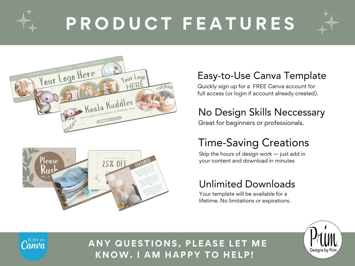 Designs by Prim Etsy Shop Kit | Etsy Banner Templates | Etsy Store Listing Bundle | Canva Editable Template | Etsy Seller Branding Design | Store Mock Ups Jessica Nethery Designer Business Branding