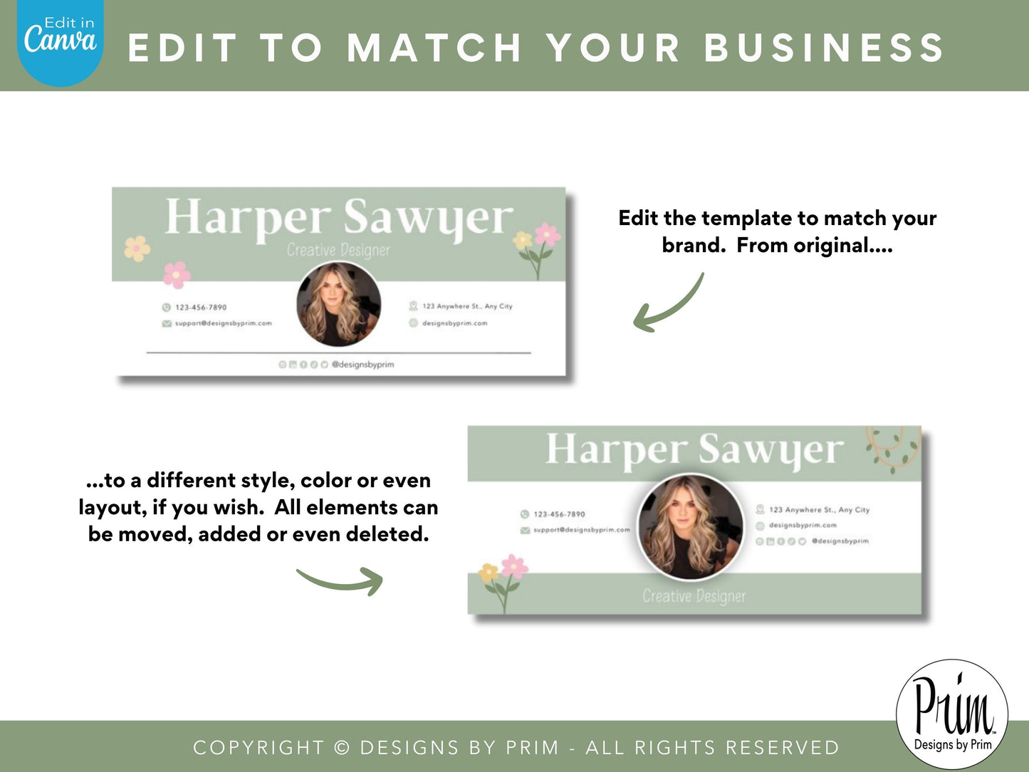 Cottage Delight Email Signature Template Bundle | Canva Email Signature | Business Email Design | Whimsical Green Neutral Tones Branding | Email Template