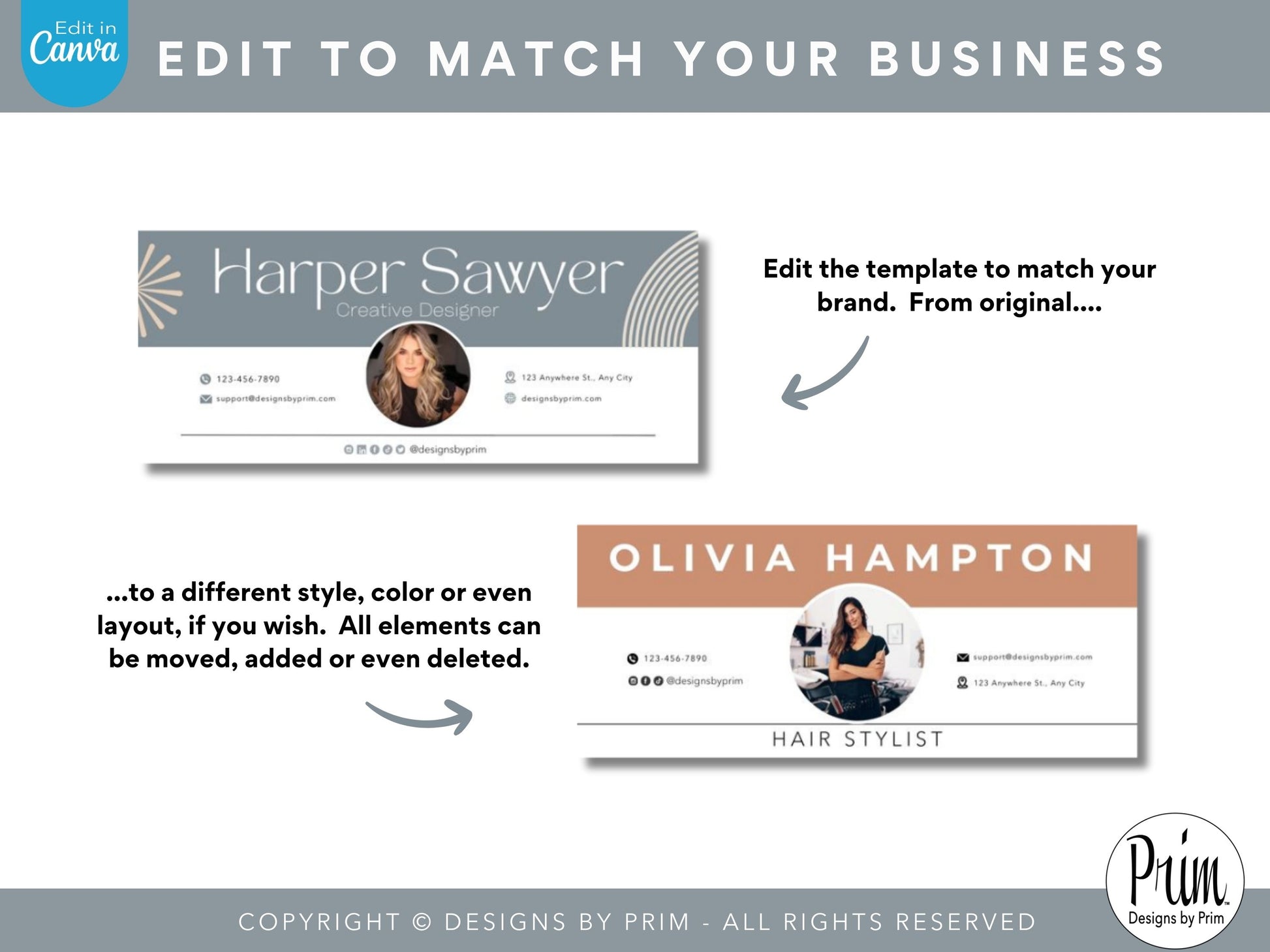 Designs by Prim Haven Luxe Email Signature Template | Canva Email Signature | Business Email Design |  Modern Chic Blue Tone Neutral Branding | Email Template Jessica A. Nethery Business Branding Graphic Design