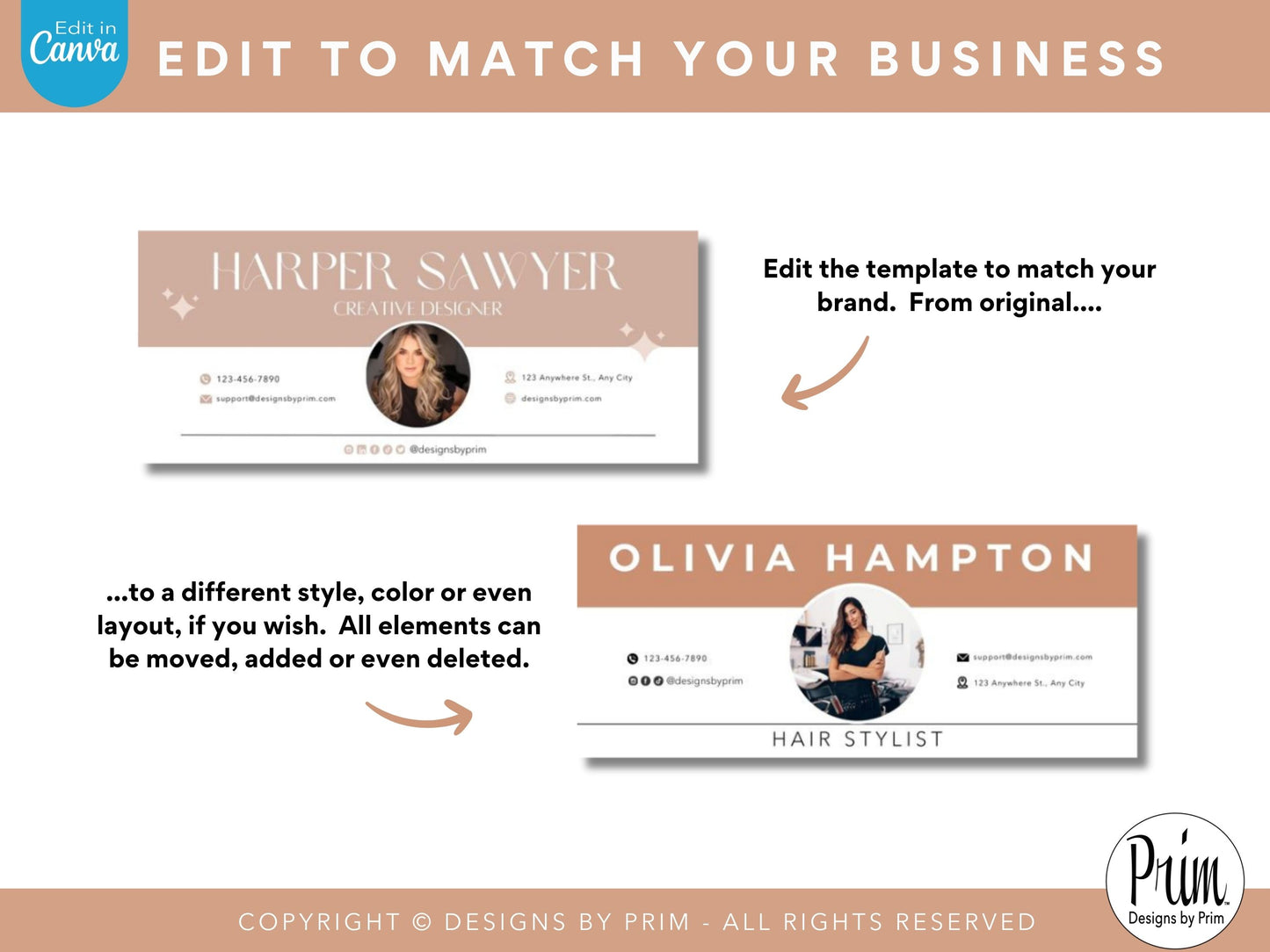 Designs by Prim Golden Rose Email Signature Template | Canva Email Signature Bundle | Business Email Design | Modern Chic Neutral Branding | Email Template Jessica A. Nethery Business Branding Graphic Designer