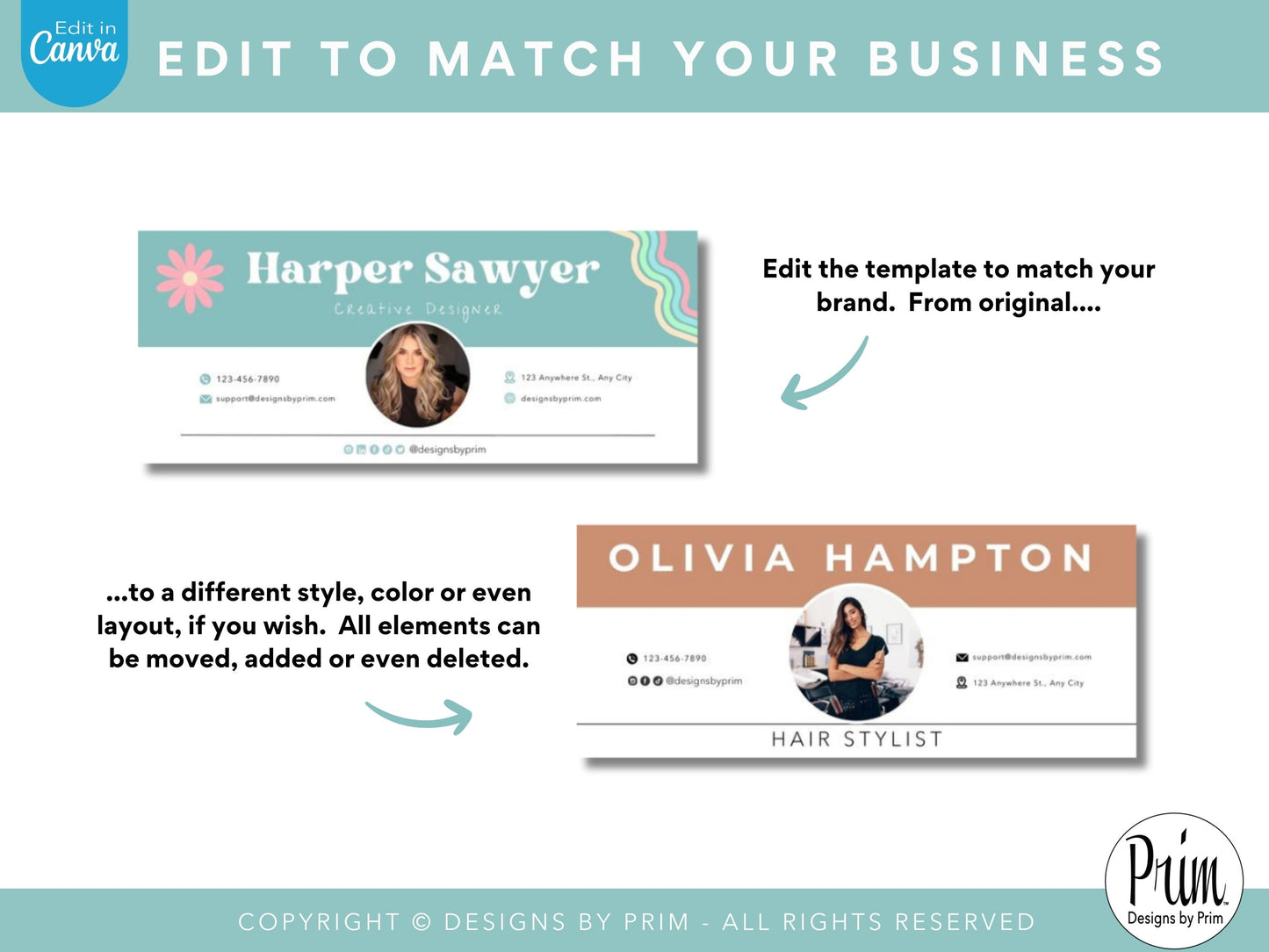 Designs by Prim Mynt Condition Email Signature Template | Canva Email Signature | Business Email Design | Turquoise Pink Branding | Email Template Jessica A. Nethery Business Branding Graphic Designs