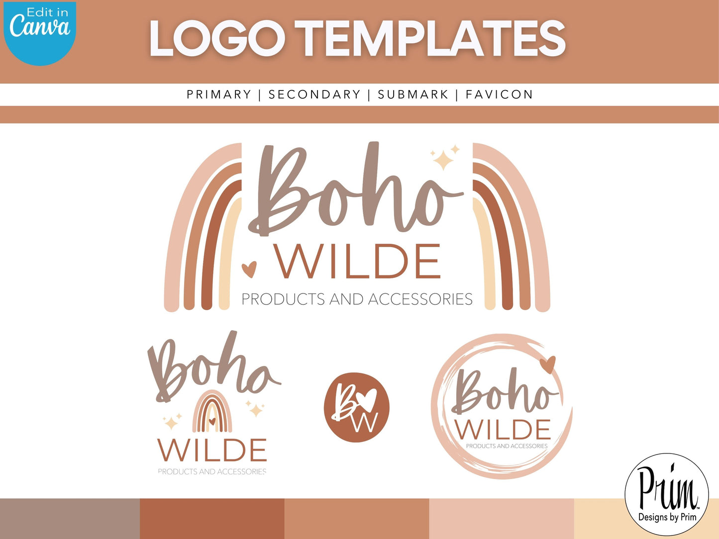 Designs by Prim Boho Wilde Logo Design Template Canva | Small Business Logo | Editable Logo Template | Business Branding Logo | DIY Logo Design | Brand Kit Jessica Ann Nethery Brand Design