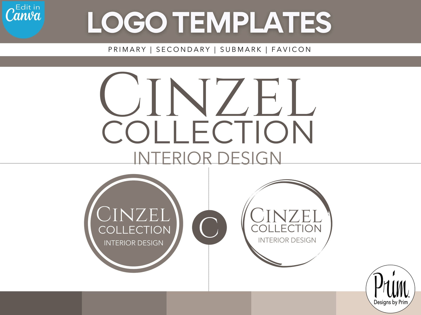 Designs by Prim Cinzel Collection Professional Logo Design Template Canva | Small Business Logo | Editable Logo Template | Business Branding Logo | DIY Logo Design | Brand Kit Jessica Ann Nethery Brand Design