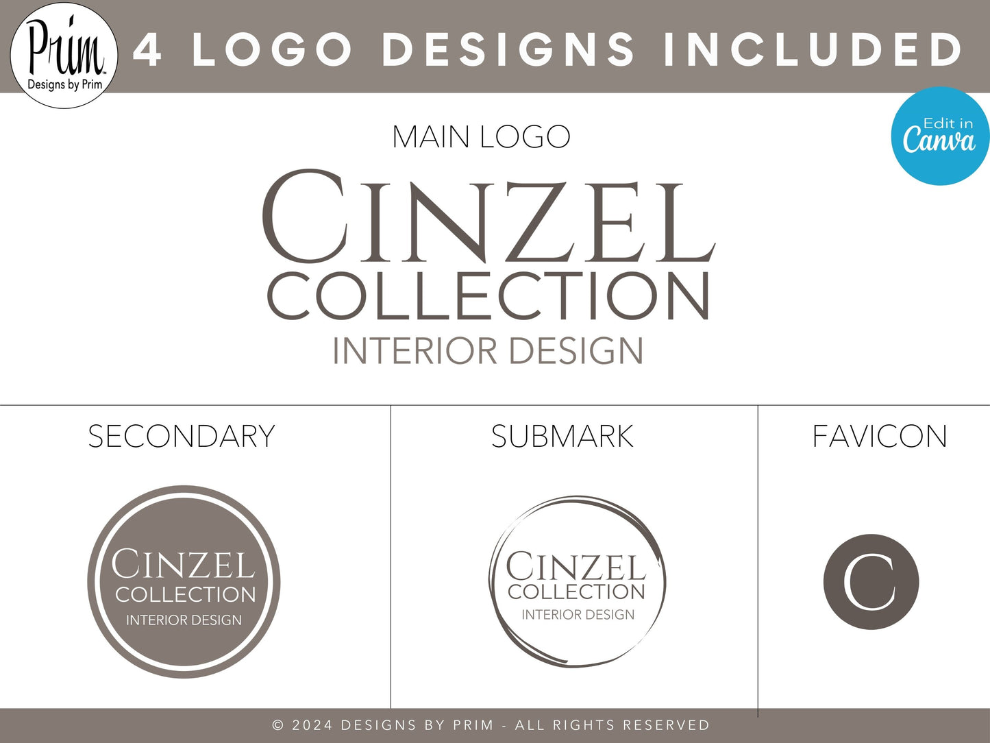 Designs by Prim Cinzel Collection Professional Logo Design Template Canva | Small Business Logo | Editable Logo Template | Business Branding Logo | DIY Logo Design | Brand Kit Jessica Ann Nethery Brand Design
