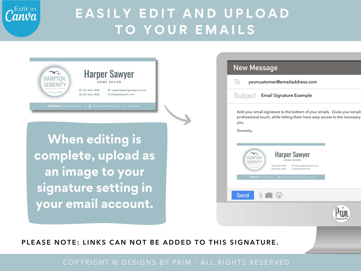 Hampton Serenity Email Signature Template | Canva Email Signature | Small Business Email Design | Coastal Branding | Email Template | BUNDLE