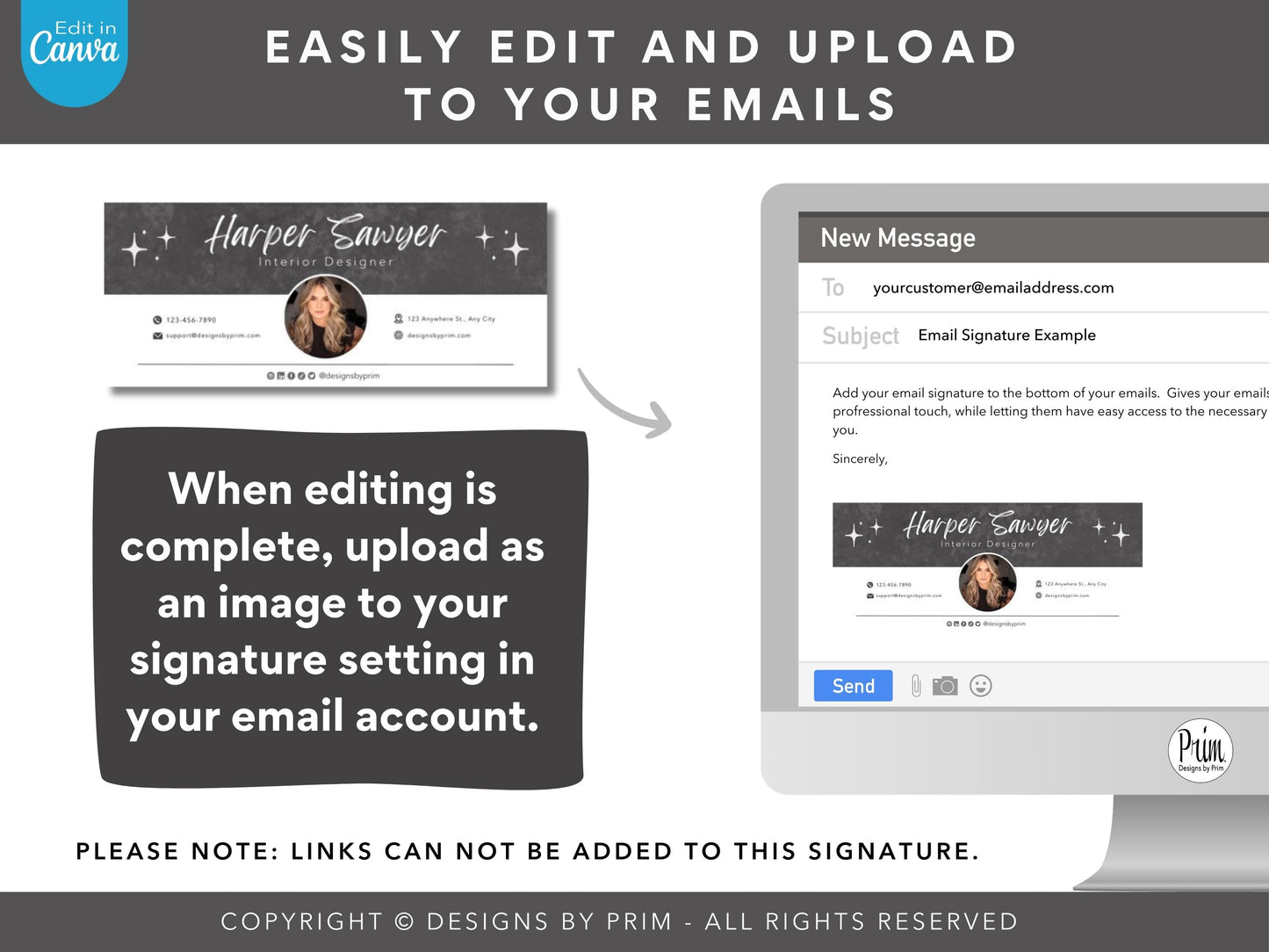 Skye Ryse Email Signature Template Bundle | Canva Email Signature | Small Business Email Design | Black White Branding | Email Template | Jessica A. Nethery Graphic Designer Business Branding