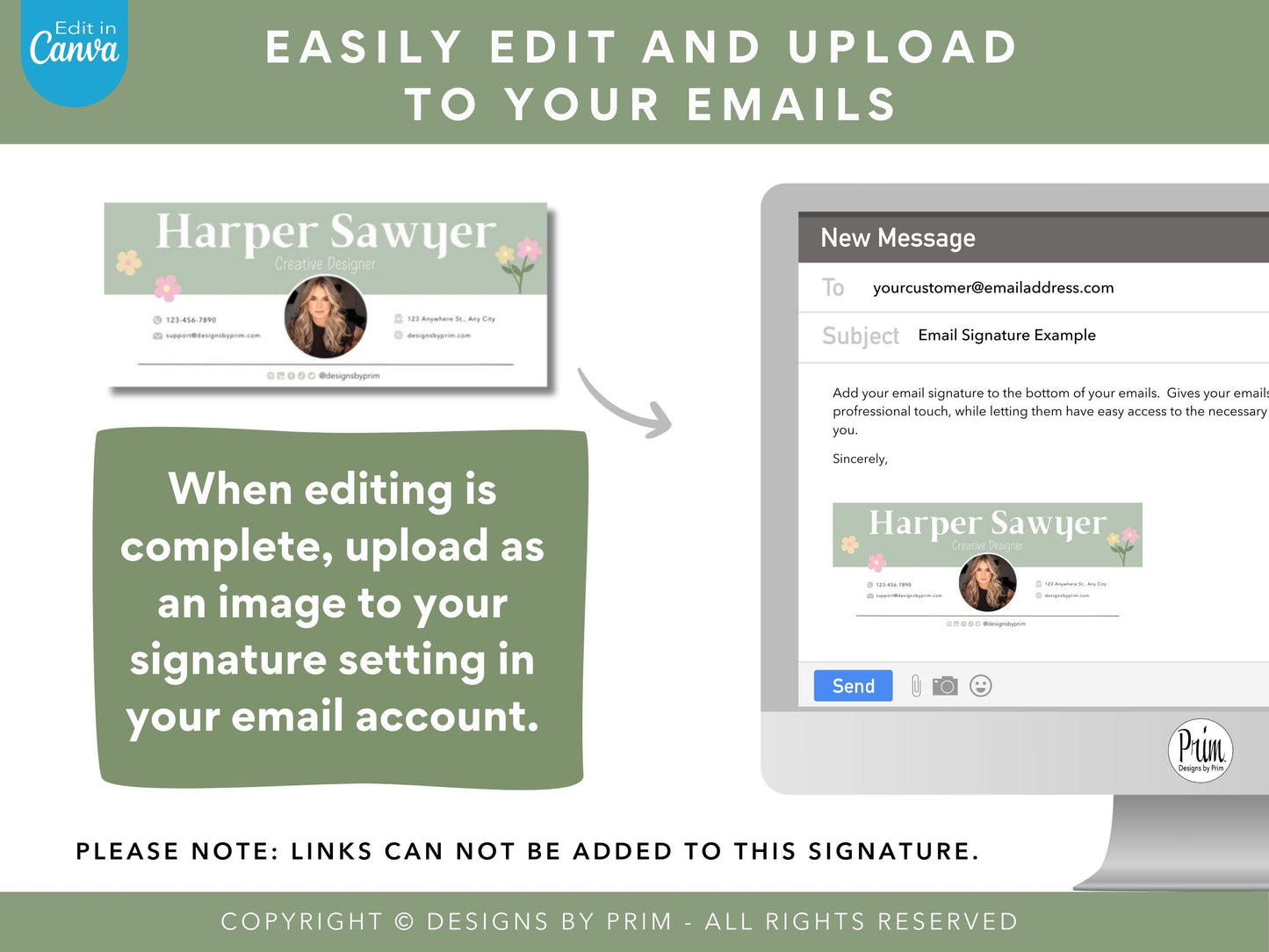 Cottage Delight Email Signature Template Bundle | Canva Email Signature | Business Email Design | Whimsical Green Neutral Tones Branding | Email Template