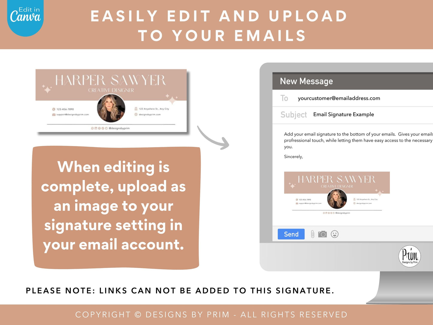 Designs by Prim Golden Rose Email Signature Template Bundle | Canva Email Signature | Business Email Design | Modern Chic Neutral Branding | Email Template Jessica A. Nethery Business Branding Graphic Design