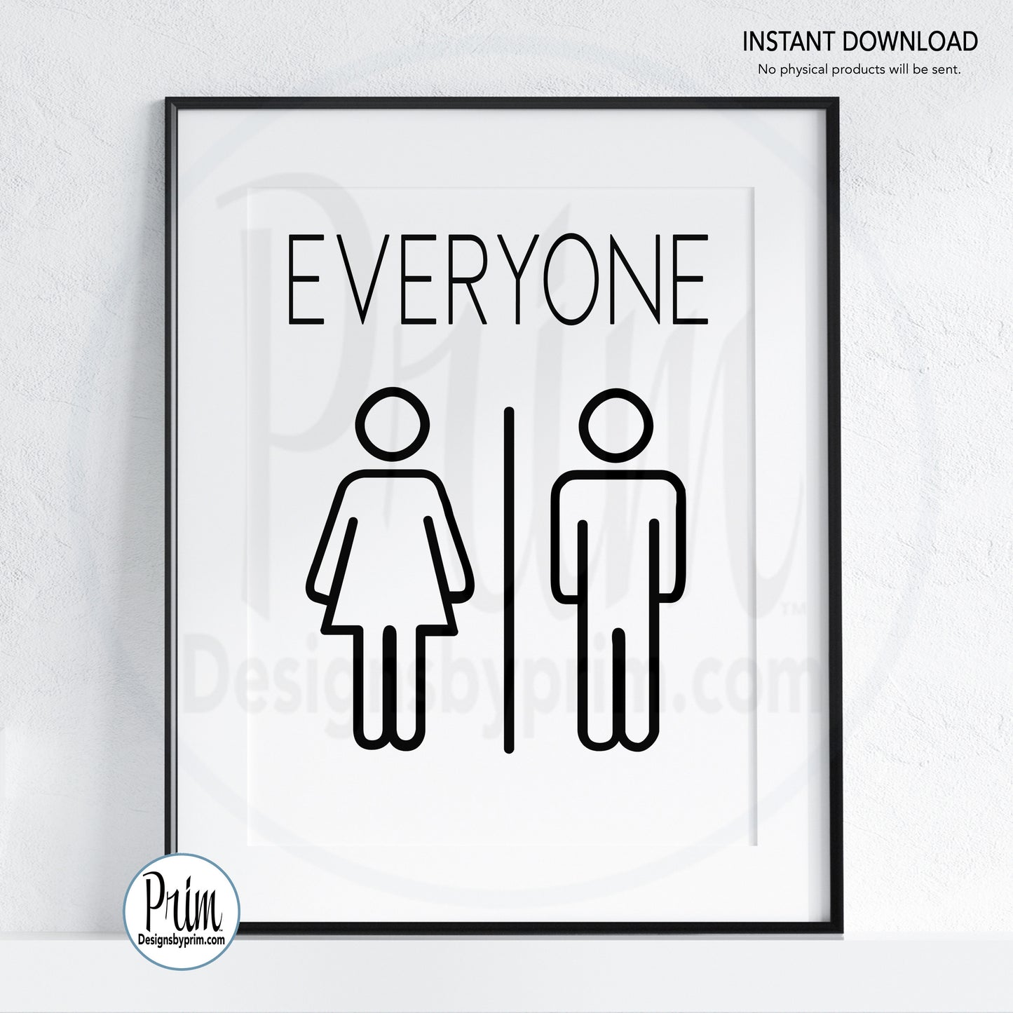 Designs by Prim Copy of Restroom Door Printable Door Sign Bathroom Unisex All Genders Welcome Outhouse Washroom Office airbnb Bed and Breakfast Inn Hotel Download