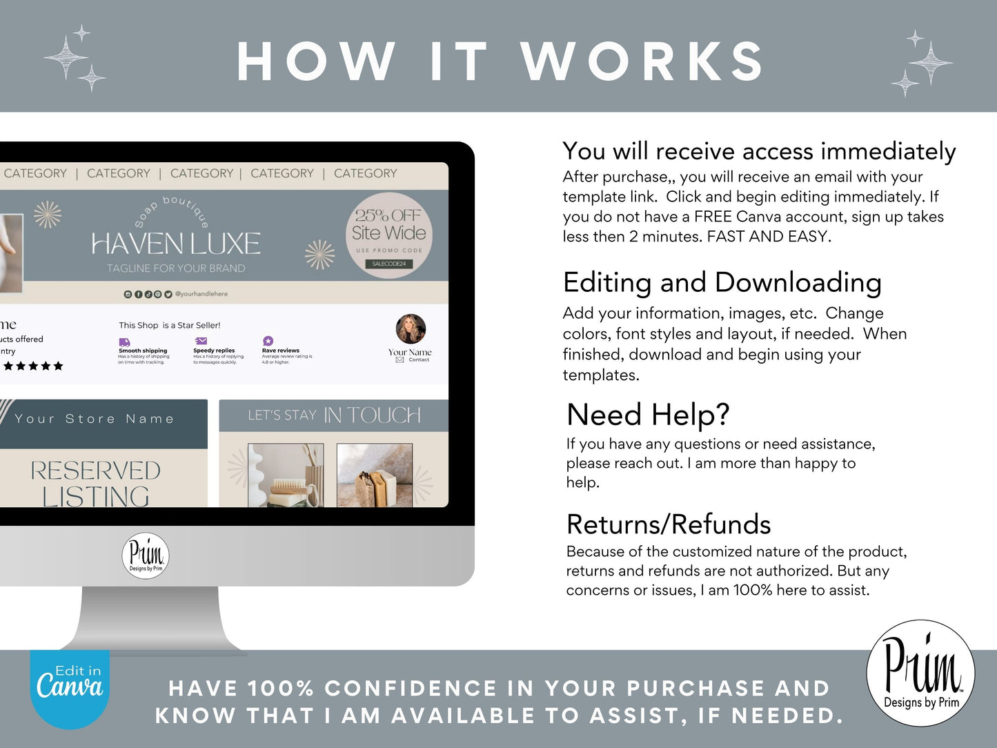 Etsy Shop Kit | Etsy Banner Templates | Etsy Store Listing Bundle | Canva Editable Template | Etsy Seller Branding Design | Store Mock Ups Haven Luxe