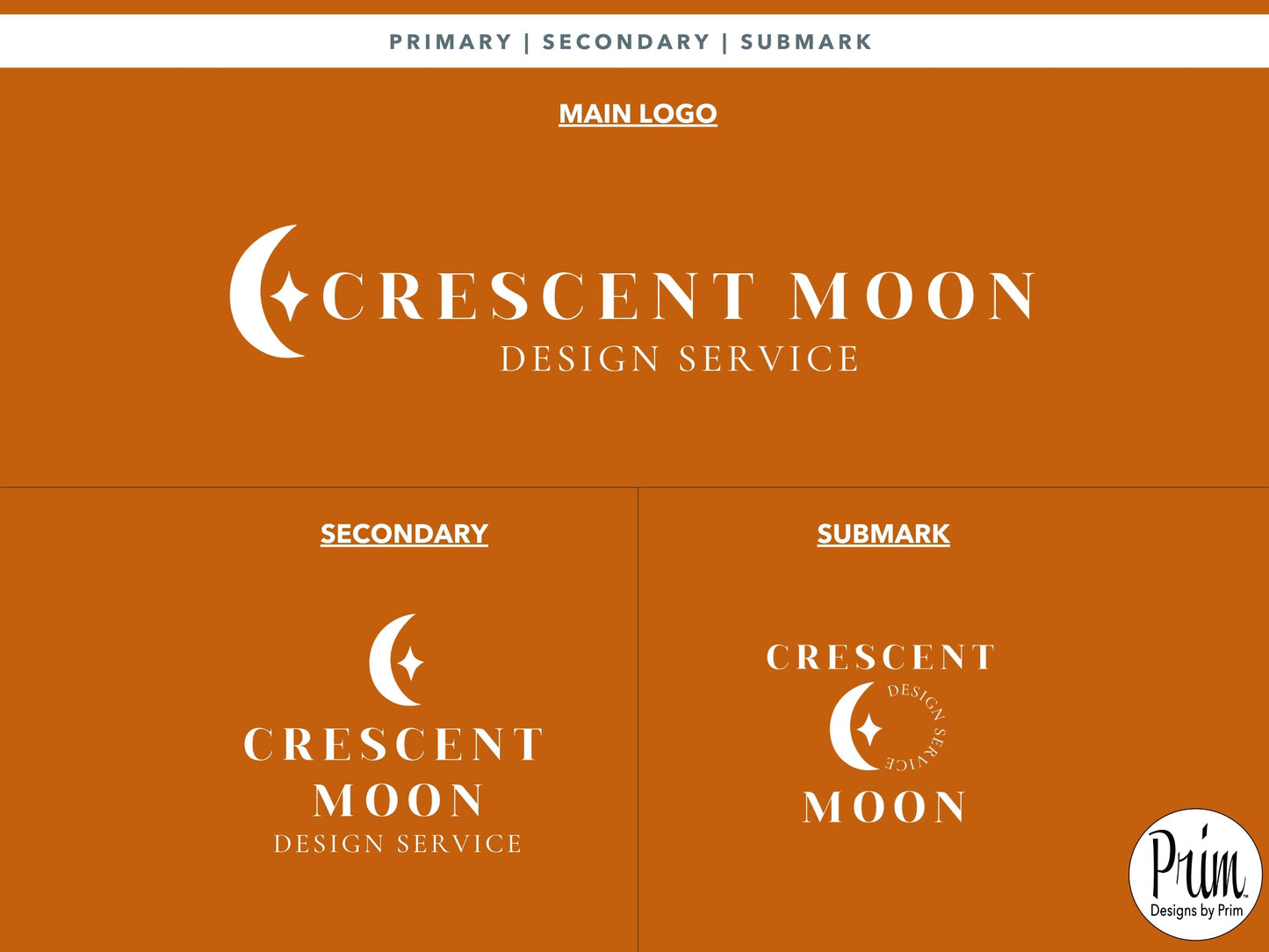 Designs by Prim Crescent Moon Collection Modern Brand Logo Design BUNDLE KIT Business Branding Jessica A. Nethery Graphic Design Web Designer
