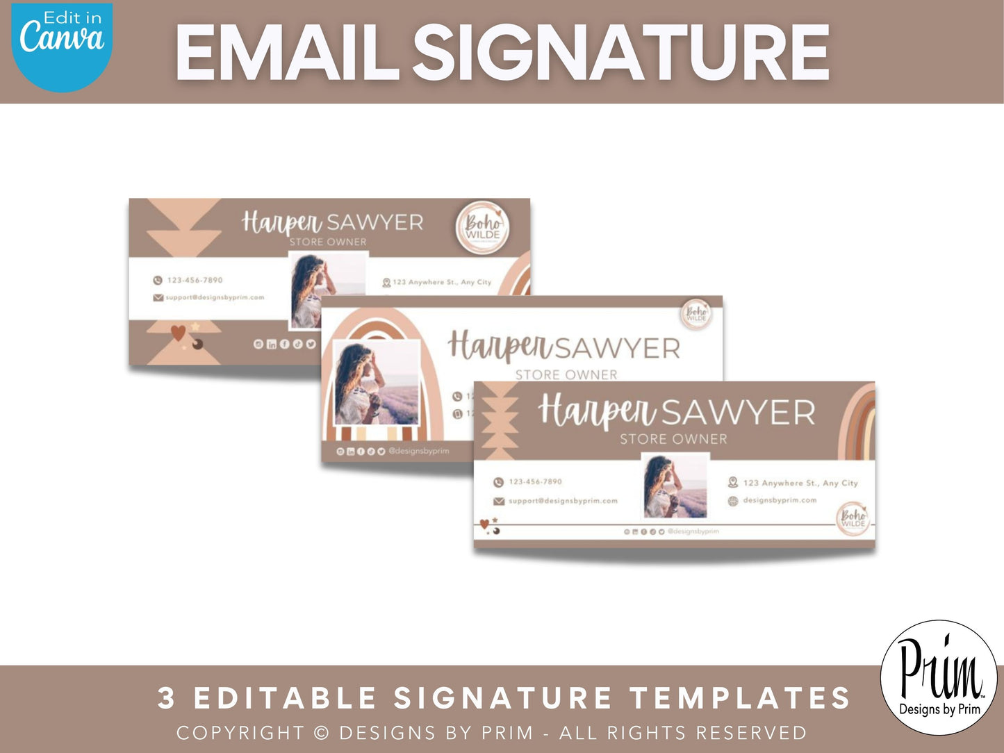 Boho Wilde Email Signature Template | Canva Email Signature | Small Business Email Design | Coastal Branding | Email Template | BUNDLE