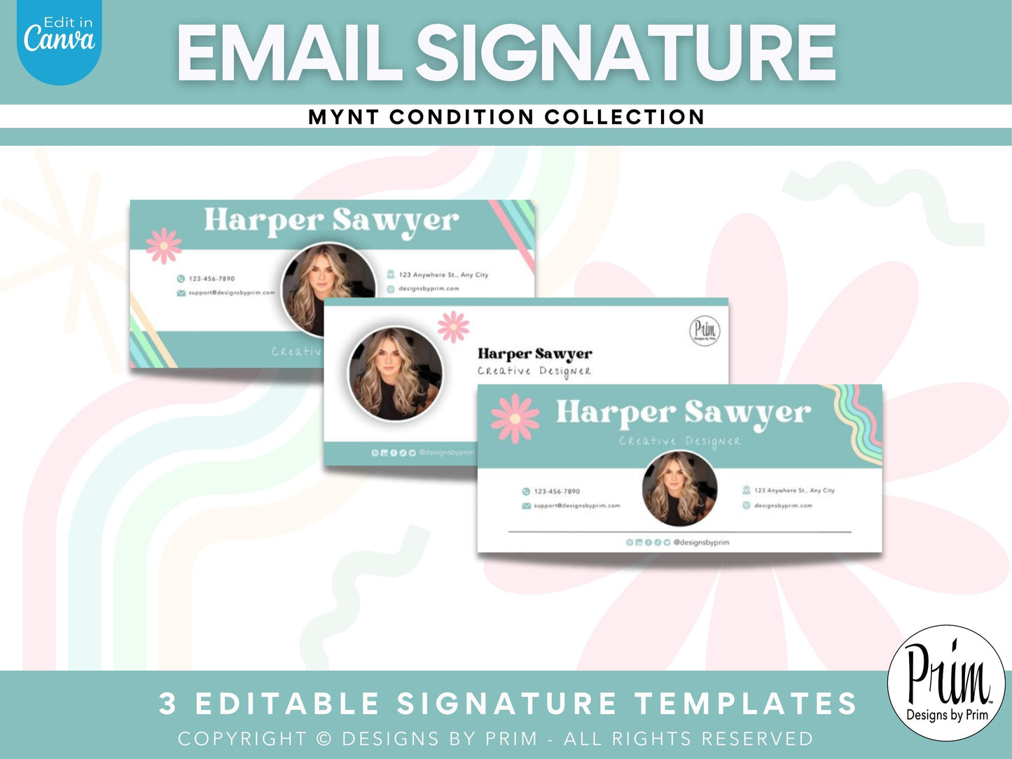 Designs by Prim Mynt Condition Email Signature Template Bundle | Canva Email Signature | Business Email Design | Black White Branding | Email Template Jessica A. Nethery Business Branding Graphic Designs