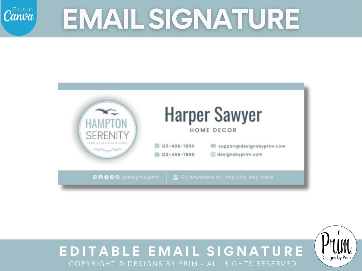 Designs by Prim Hampton Serenity Email Signature Template | Canva Email Signature | Small Business Email Design | Coastal Branding | Email Template | BUNDLE Graphic Designer Website Designer Jessica Nethery