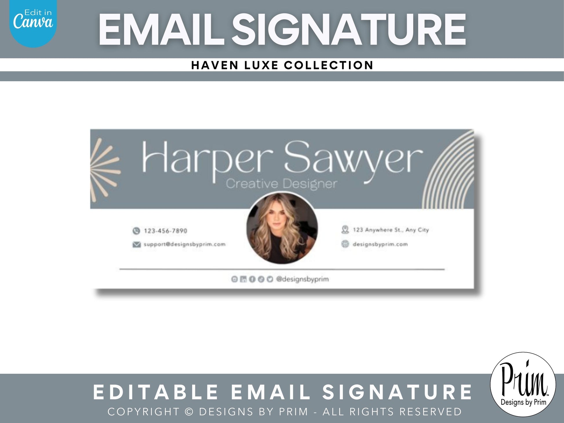 Designs by Prim Haven Luxe Email Signature Template | Canva Email Signature | Business Email Design |  Modern Chic Blue Tone Neutral Branding | Email Template Jessica A. Nethery Business Branding Graphic Design