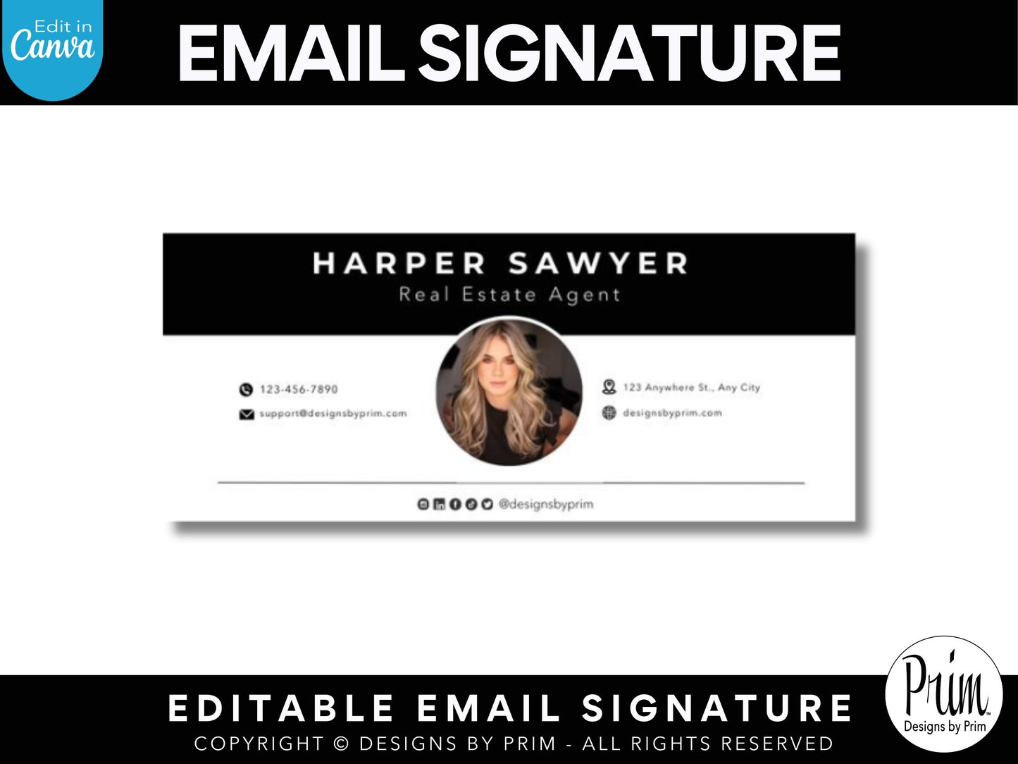 Black White Email Signature Template | Canva Email Signature | Small Business Email Design | Coastal Branding | Email Template | Business Branding Jessica A. Nethery Graphic Web Design