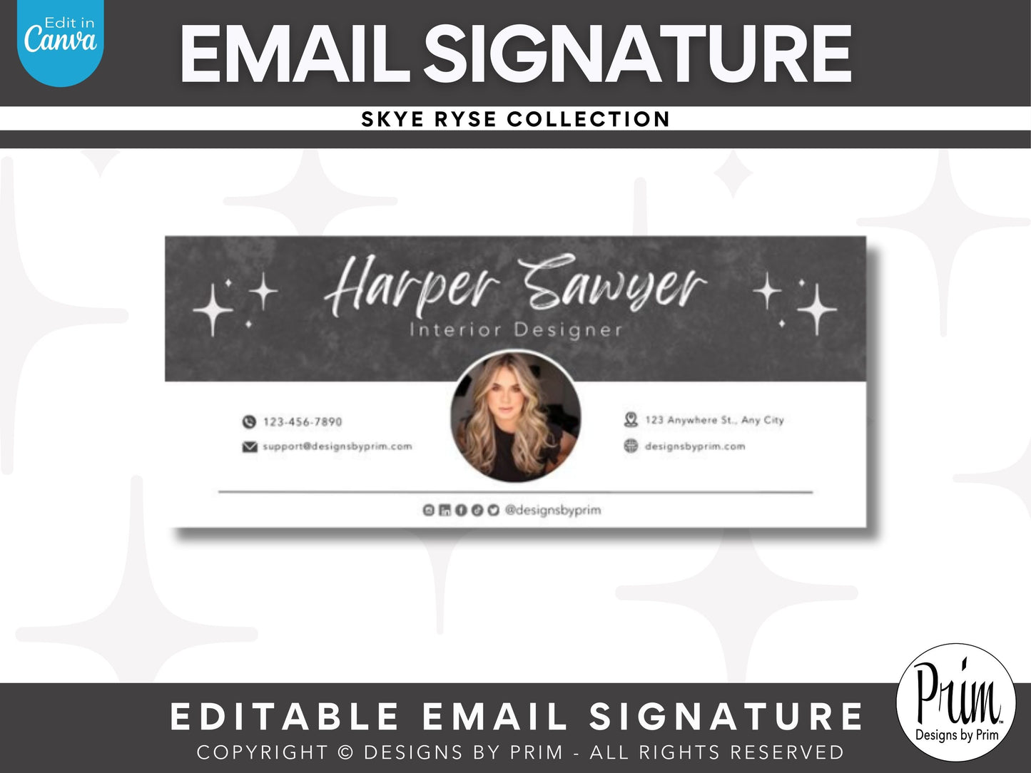 Skye Ryse Email Signature Template Bundle | Canva Email Signature | Small Business Email Design | Black White Branding | Email Template | Jessica A. Nethery Graphic Designer Business Branding