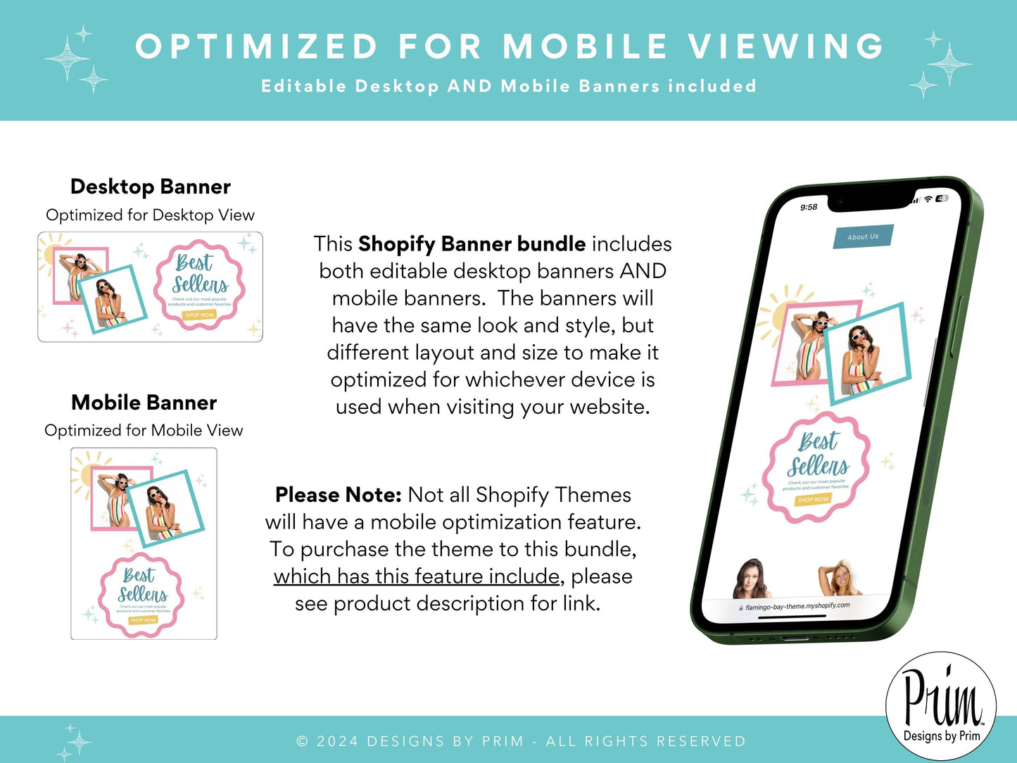Flamingo Bay Shopify Banner Bundle | Editable Shopify Templates | Canva Templates | Shopify Store Mobile Desktop | Tropical Fun Store Banners Graphic Design Website Designer Jessica A. Nethery