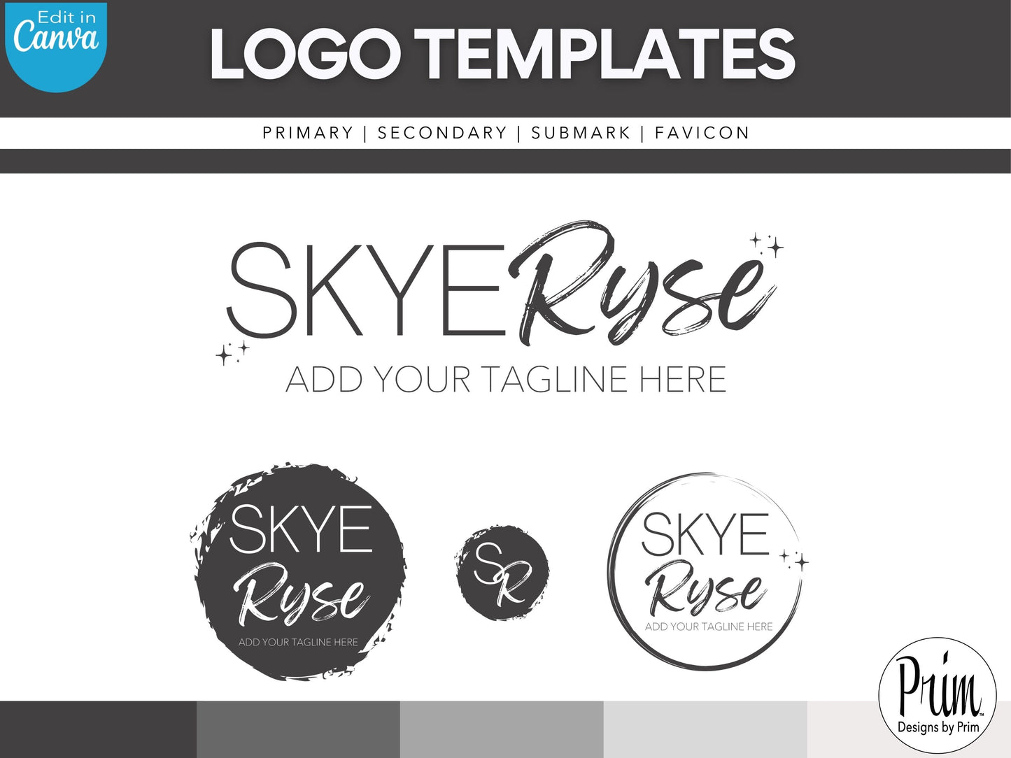 Designs by Prim Simply Modern Skye Ryse Logo Design Template Canva | Small Business Logo | Editable Logo Template | Business Branding Logo | DIY Logo Design | Brand Kit Jessica Ann Nethery Brand Design