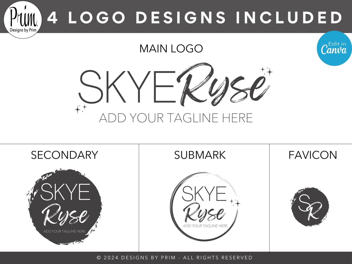 Designs by Prim Simply Modern Skye Ryse Logo Design Template Canva | Small Business Logo | Editable Logo Template | Business Branding Logo | DIY Logo Design | Brand Kit Jessica Ann Nethery Brand Design