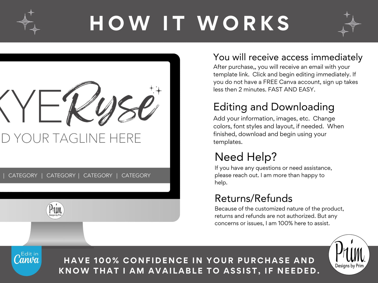 Designs by Prim Simply Modern Skye Ryse Logo Design Template Canva | Small Business Logo | Editable Logo Template | Business Branding Logo | DIY Logo Design | Brand Kit Jessica Ann Nethery Brand Design