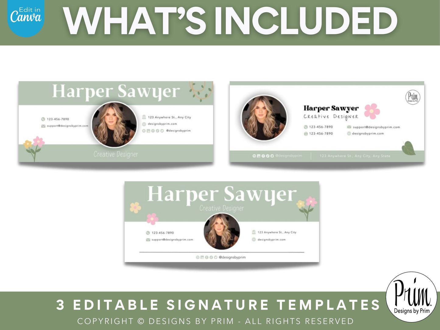 Cottage Delight Email Signature Template Bundle | Canva Email Signature | Business Email Design | Whimsical Green Neutral Tones Branding | Email Template