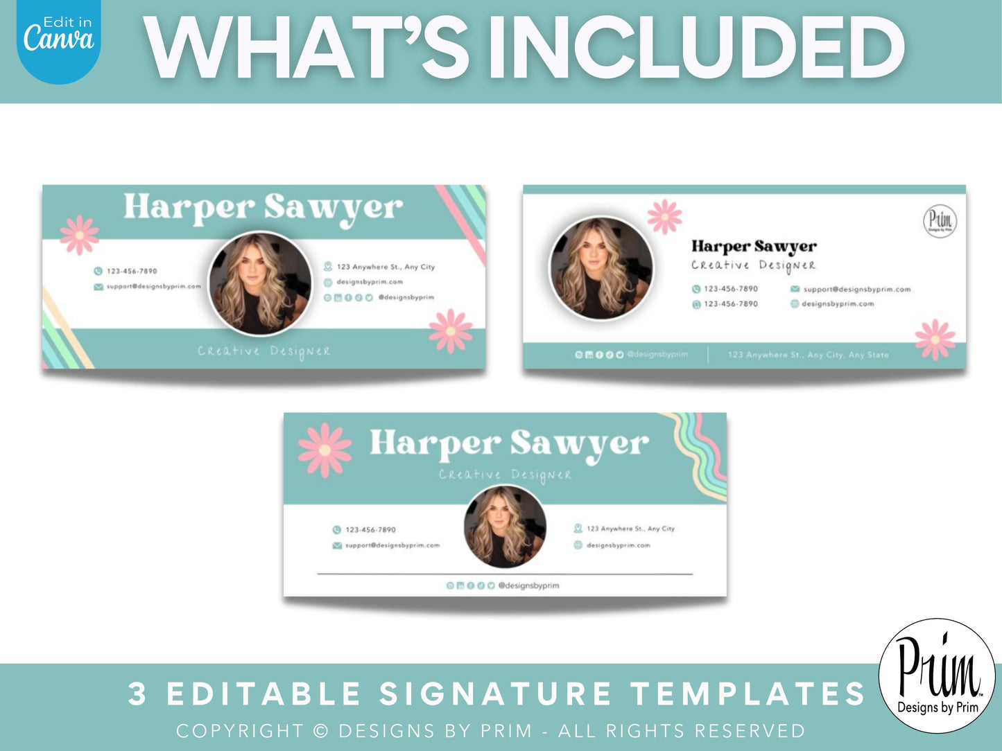 Designs by Prim Mynt Condition Email Signature Template Bundle | Canva Email Signature | Business Email Design | Black White Branding | Email Template Jessica A. Nethery Business Branding Graphic Designs
