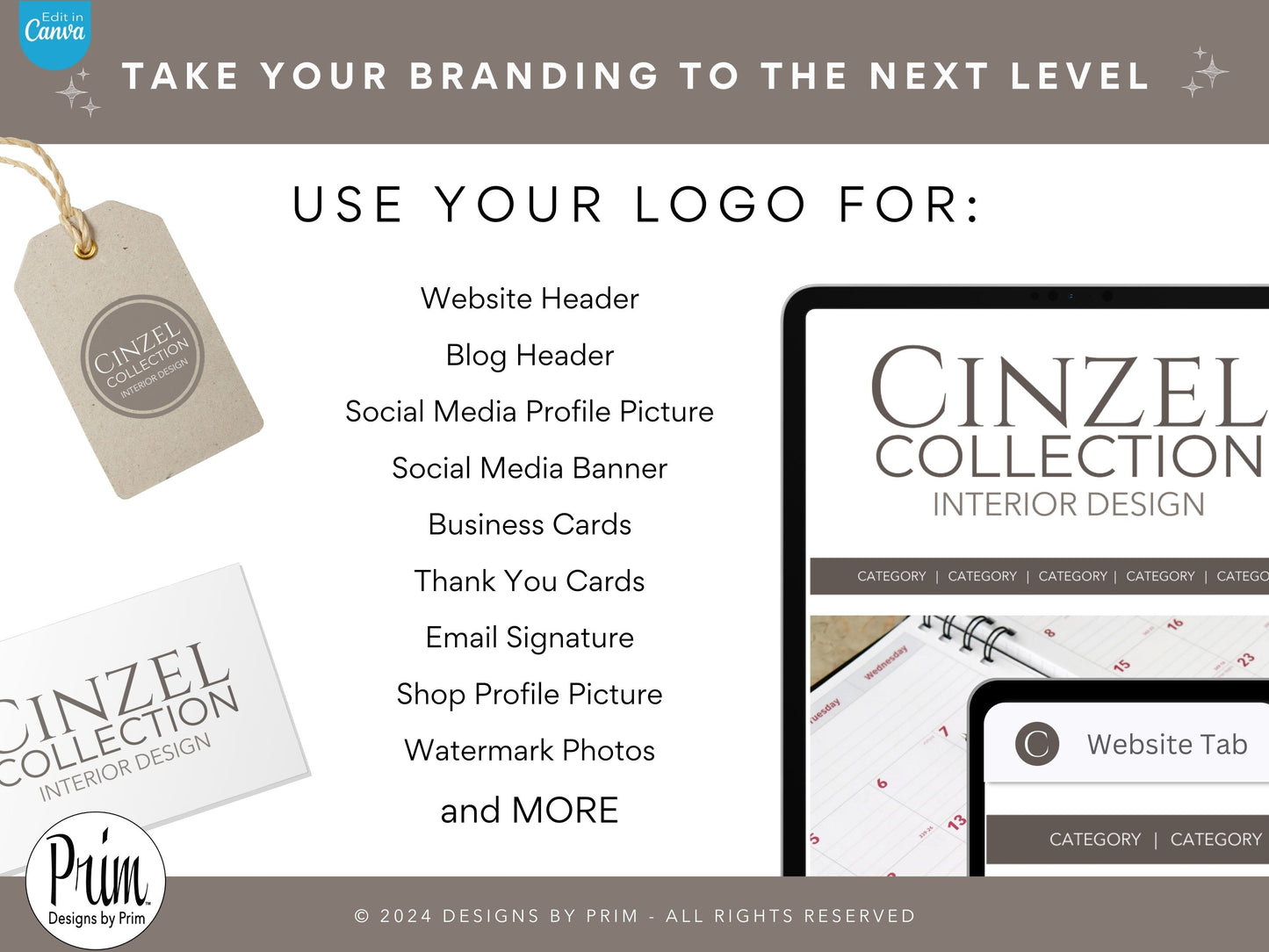 Designs by Prim Cinzel Collection Professional Logo Design Template Canva | Small Business Logo | Editable Logo Template | Business Branding Logo | DIY Logo Design | Brand Kit Jessica Ann Nethery Brand Design