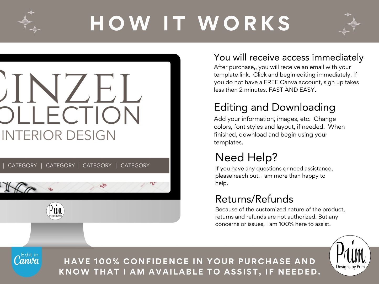 Designs by Prim Cinzel Collection Professional Logo Design Template Canva | Small Business Logo | Editable Logo Template | Business Branding Logo | DIY Logo Design | Brand Kit Jessica Ann Nethery Brand Design