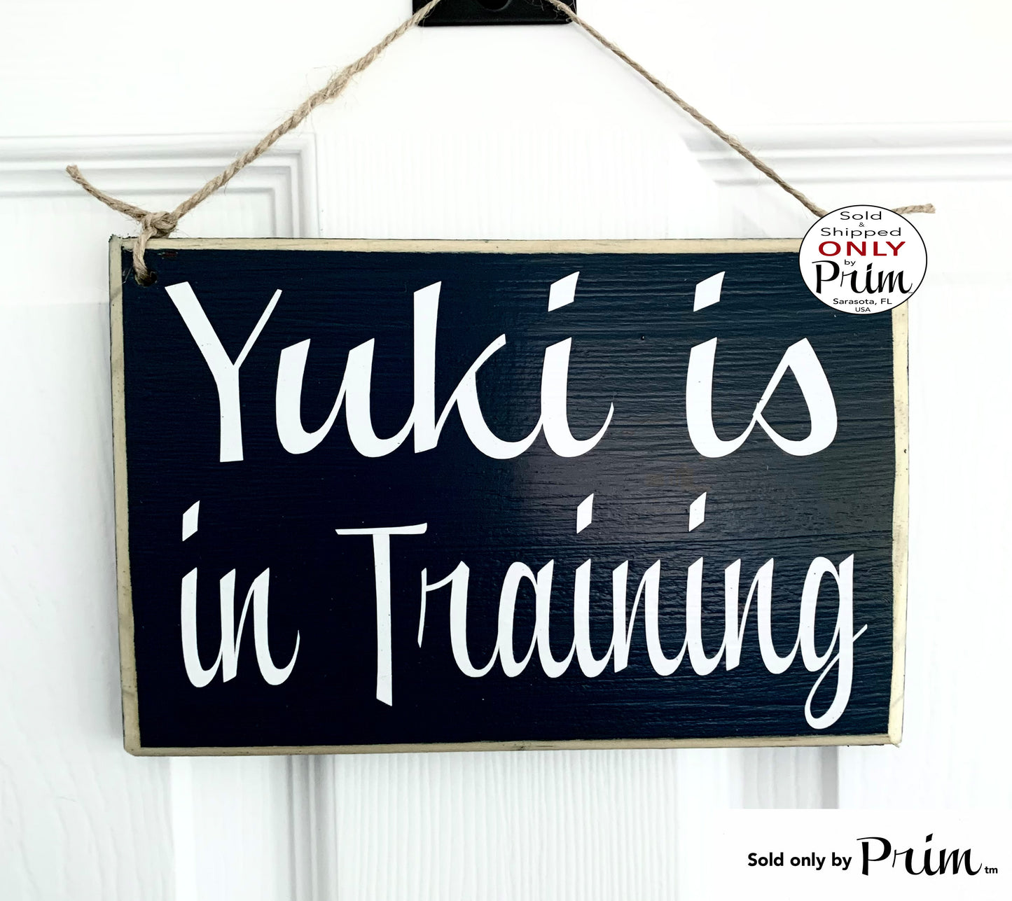 Designs by Prim 8x6 Personalized Dog Name In Training Custom Wood Sign Please Be Patient With Us Do Not Disturb K9 School Class Obedience Door Plaque