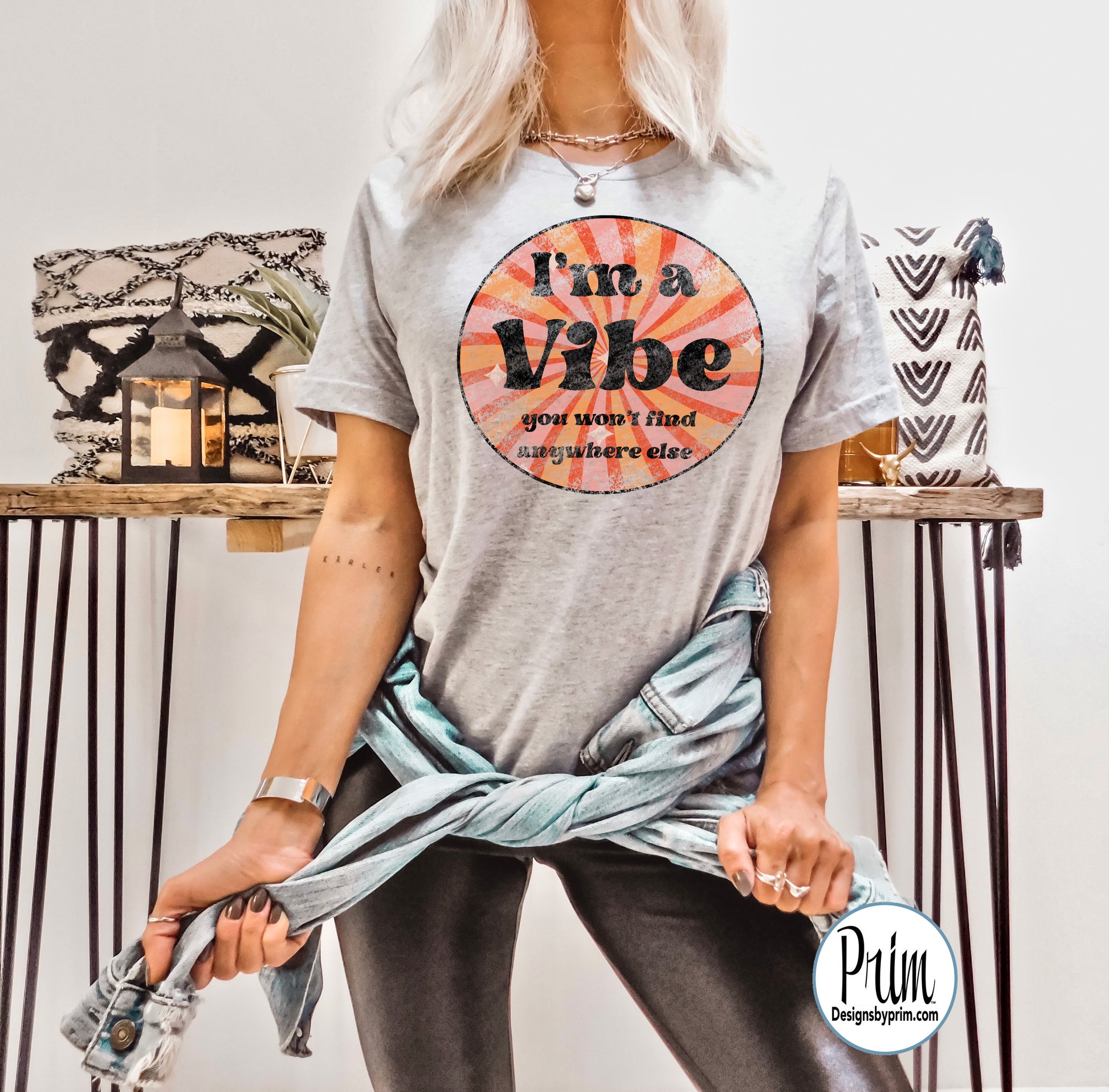 Designs by Prim I'm a Vibe You Won't Find Anywhere Else Soft Unisex T-Shirt | An Experience Chill Peace Happiness Love Groovy Hippie Chic Fun Tee Shirt Top