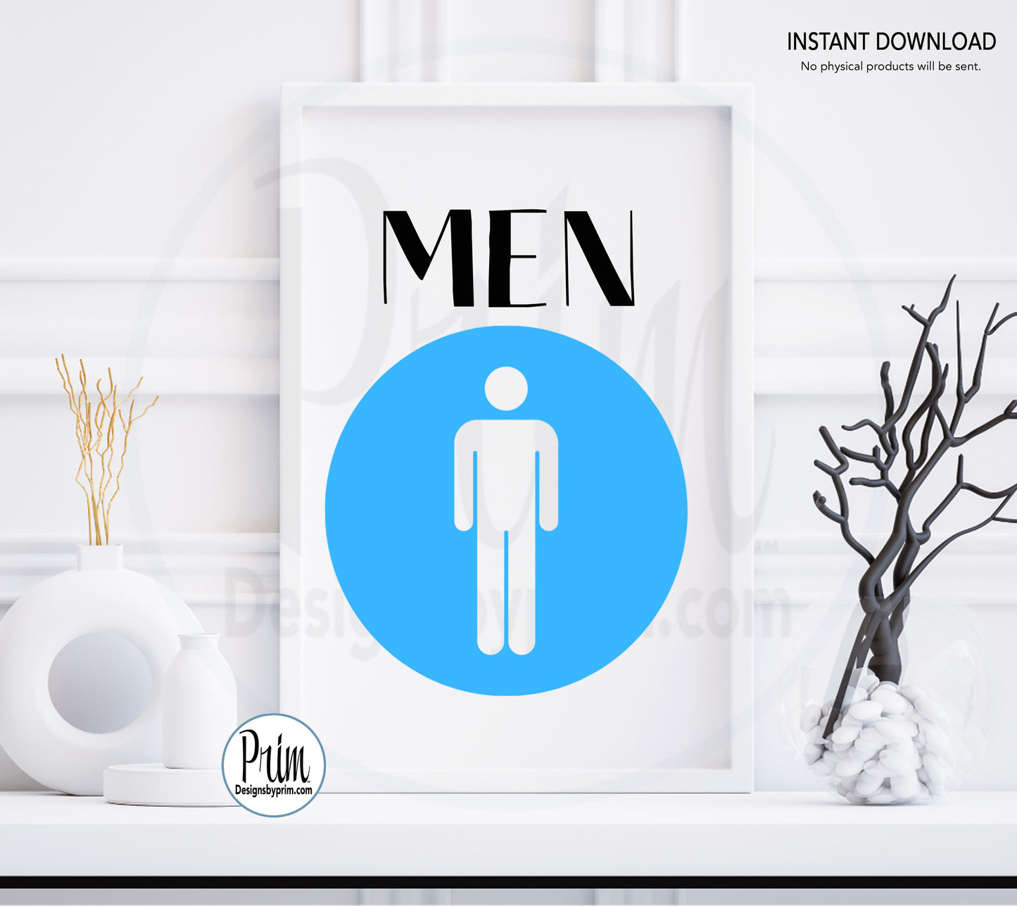 Designs by Prim Men Women Restroom Door Printable Door Sign Ladies Gentlemen Bathroom Unisex All Genders Welcome Outhouse Washroom Office Hotel Download