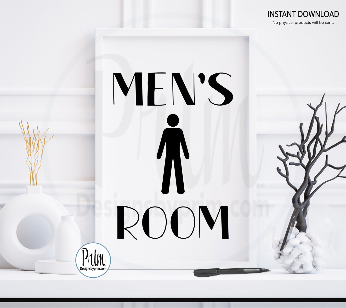Designs by Prim Men Women Restroom Door Printable Door Sign Ladies Gentlemen Bathroom Unisex All Genders Welcome Outhouse Washroom Office Hotel Download