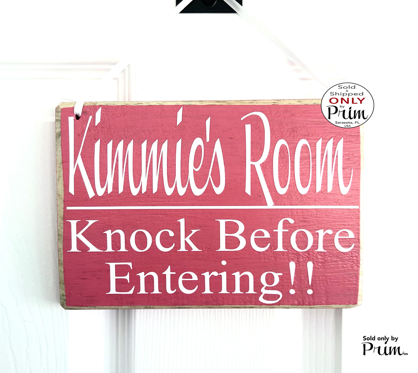 Designs by Prim Custom Name Room Knock Before Entering 8x6 Personalized Custom Wood Sign Do Not Disturb Kids Children Bedroom Privacy Hanger Door Plaque
