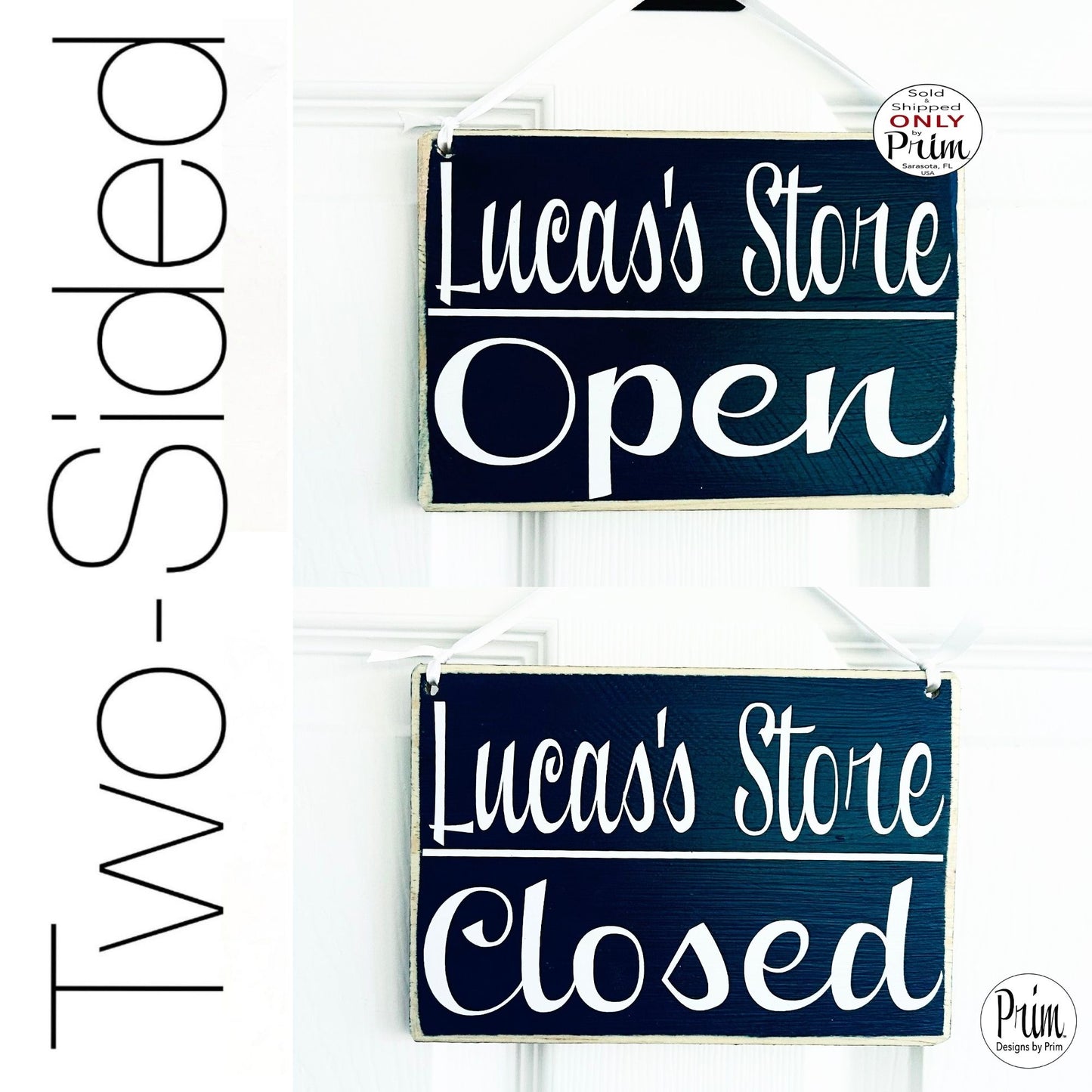 Designs by Prim 8x6 Personalized Store Name Open Closed Sign | Two Sided Store Sign | Bodega Open Closed Sign | Personalized Business Sign | Double Sided