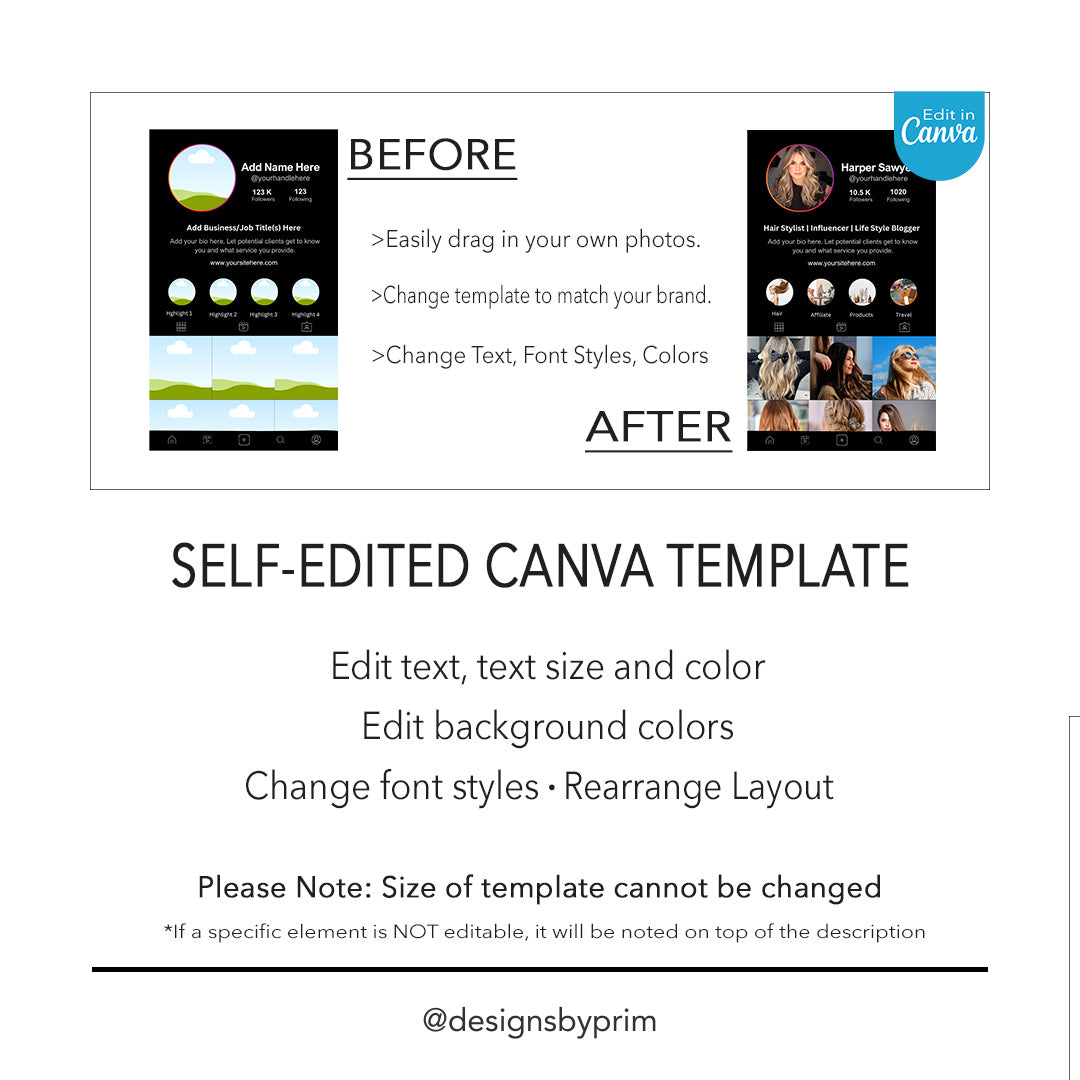 Designs by Prim Instagram Business Card | Editable Business Card Template| IG Business Card Template | Influencer Business Card | QR Code Business Card