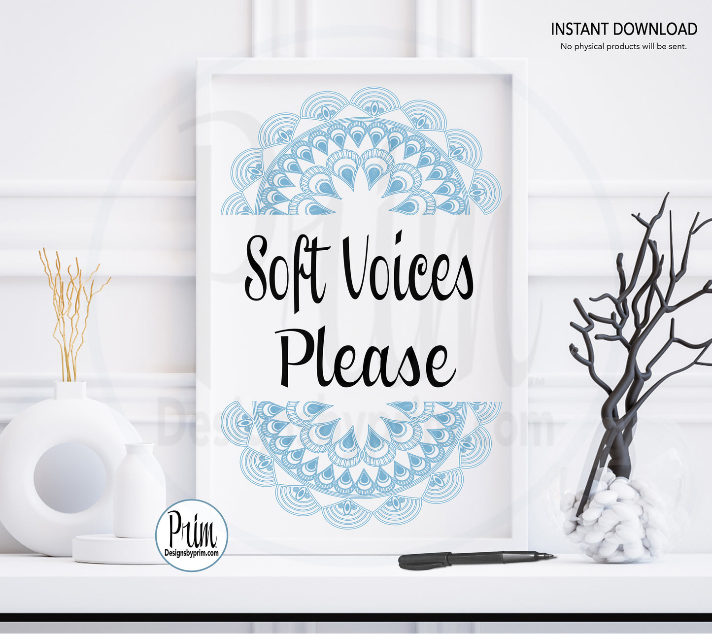 Designs by Prim Soft Voices Please Printable Sign | Spa Service Relaxation in Progress Please Do Not Disturb In Session Shhh Zen Zone Wall Art Door Plaque