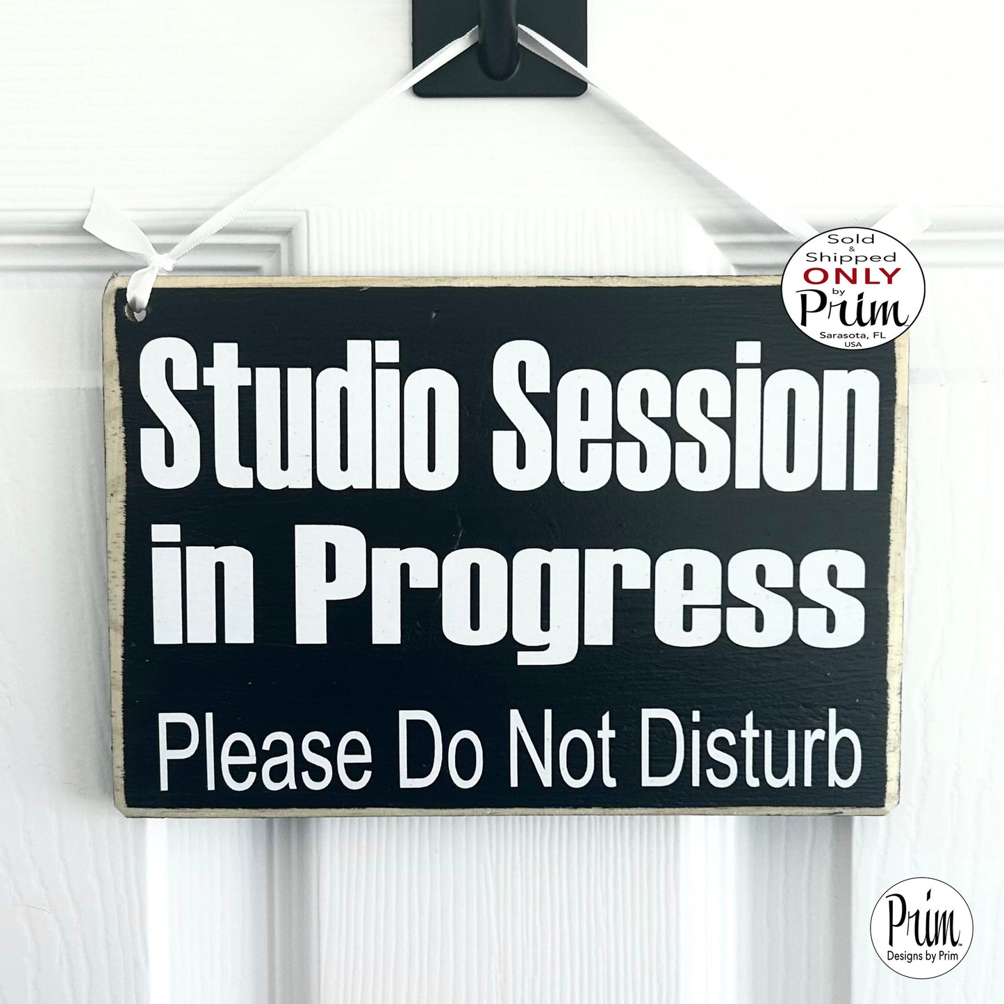 Designs by Prim 8x6 Studio Session in Progress Please Do Not Disturb Custom Wood Sign | Recording Podcast Studio Radio News Music Entertainment Plaque