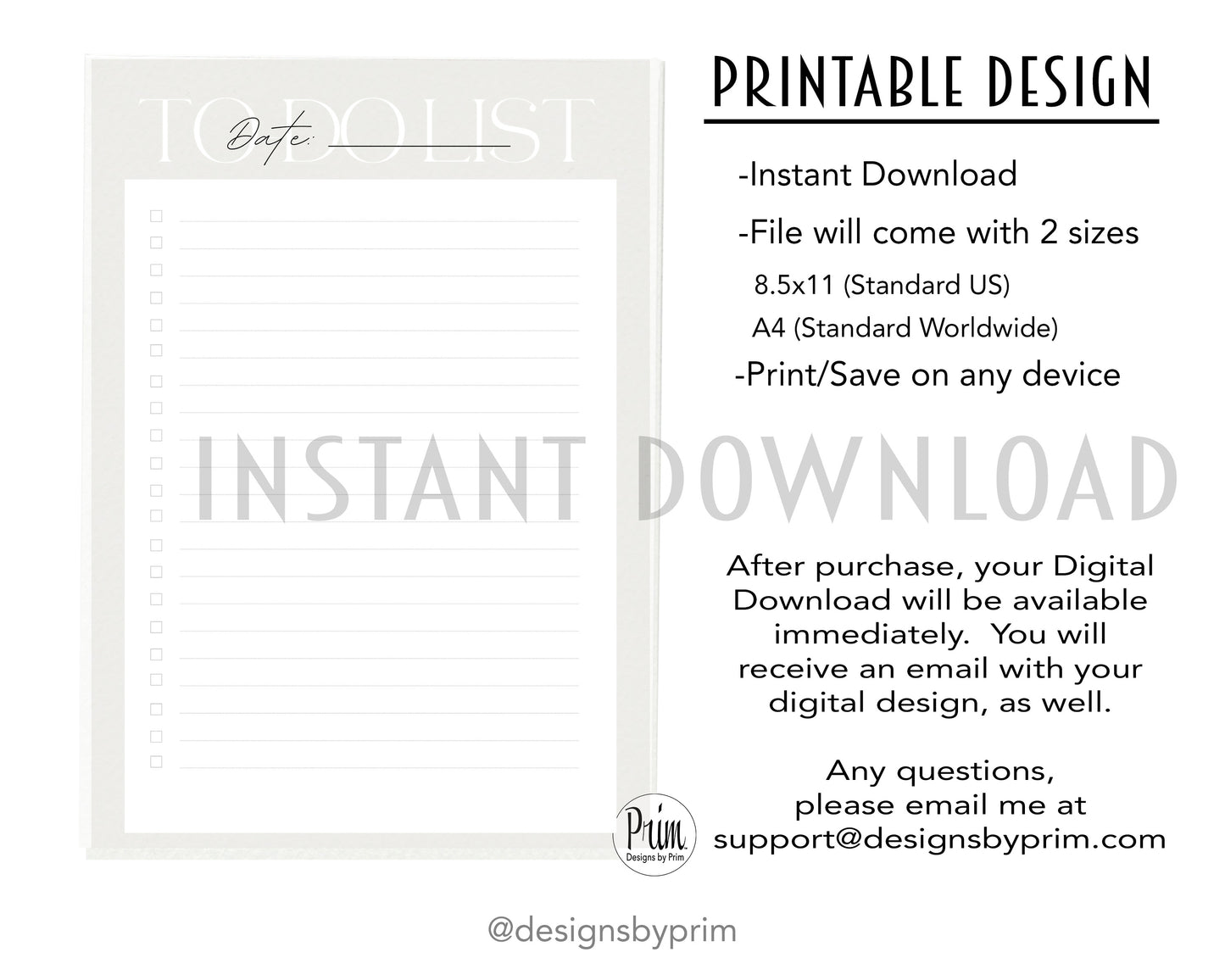 Designs by Prim To-Do List Digital Printable Planner Beige | Daily Planner Productivity Tool Task Management Time Manager Checklist Organizer Personal Task
