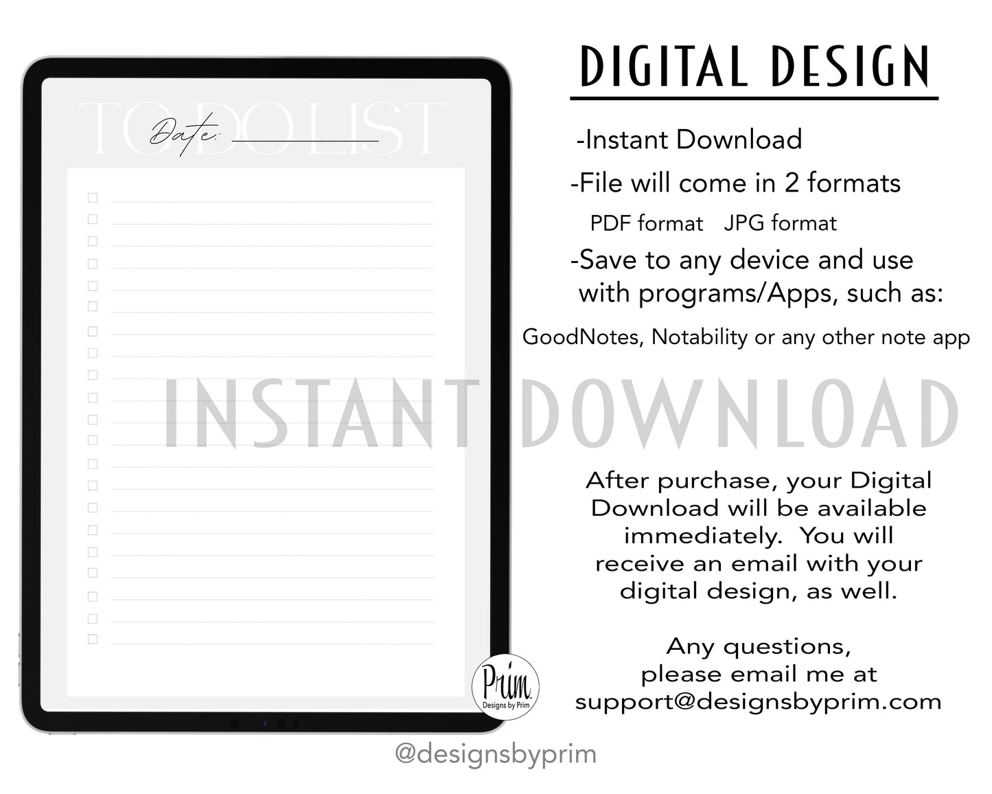 Designs by Prim To-Do List Digital Printable Planner Beige | Daily Planner Productivity Tool Task Management Time Manager Checklist Organizer Personal Task