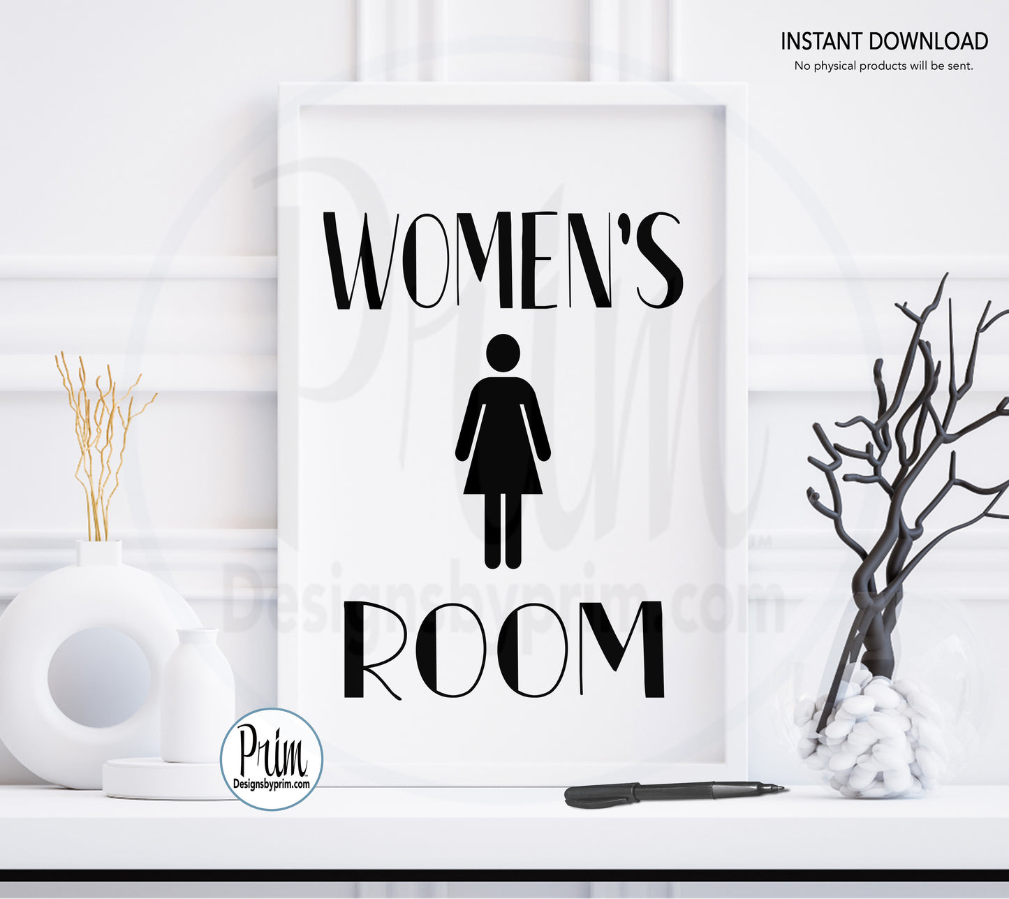 Designs by Prim Men Women Restroom Door Printable Door Sign Ladies Gentlemen Bathroom Unisex All Genders Welcome Outhouse Washroom Office Hotel Download