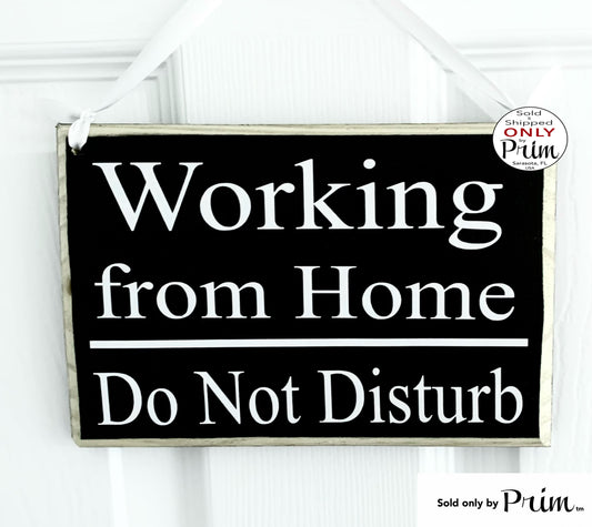 Designs by Prim 8x6 Working From Home Do Not Disturb Custom Wood Sign Virtual Meetings In Progress Home Office WFH Busy In Session Progress Door Plaque