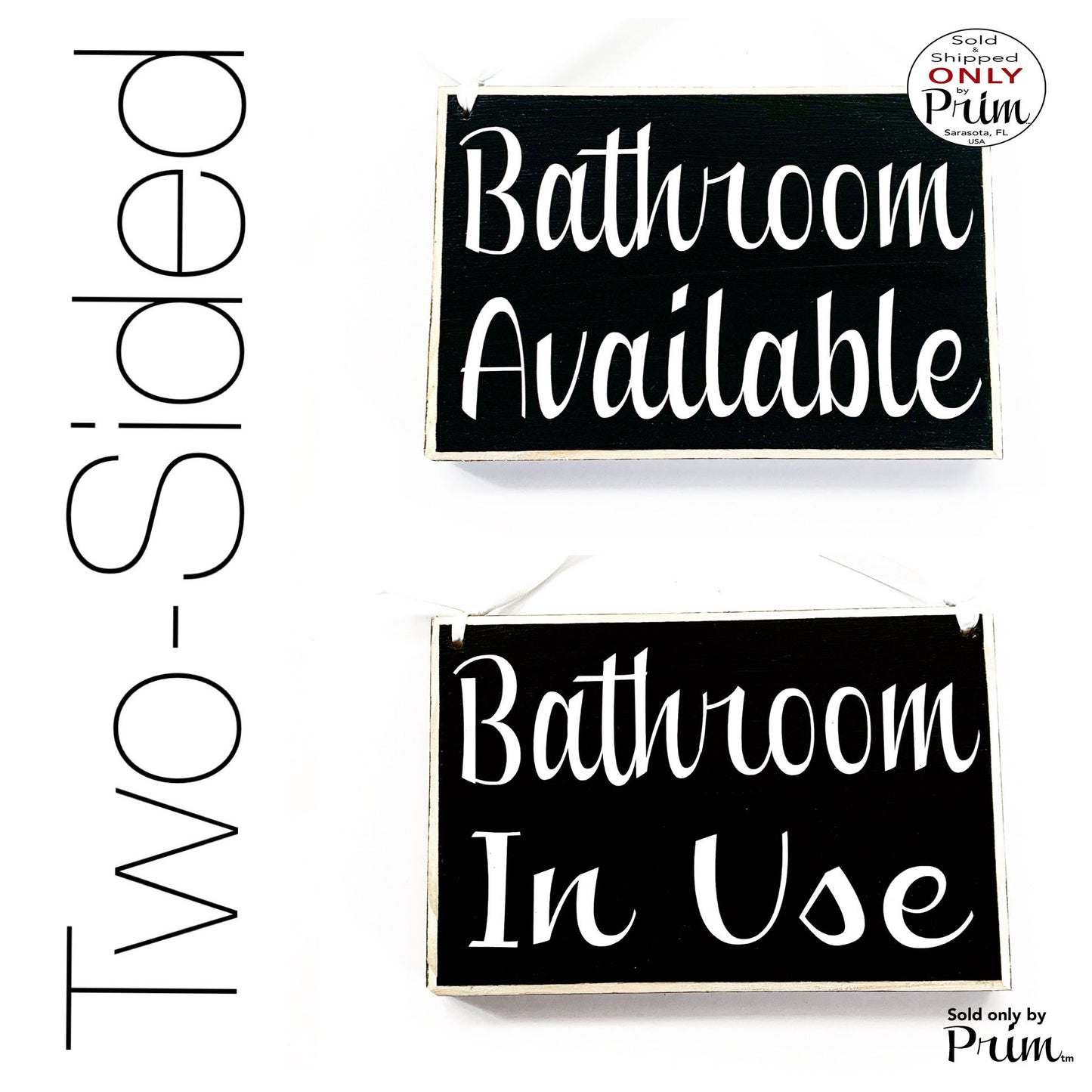 8x6 Bathroom Available/ Bathroom In Use (Choose Color) Restroom Loo Clinic Spa Salon Office Welcome Custom Two-Sided Wood Door Wall Sign