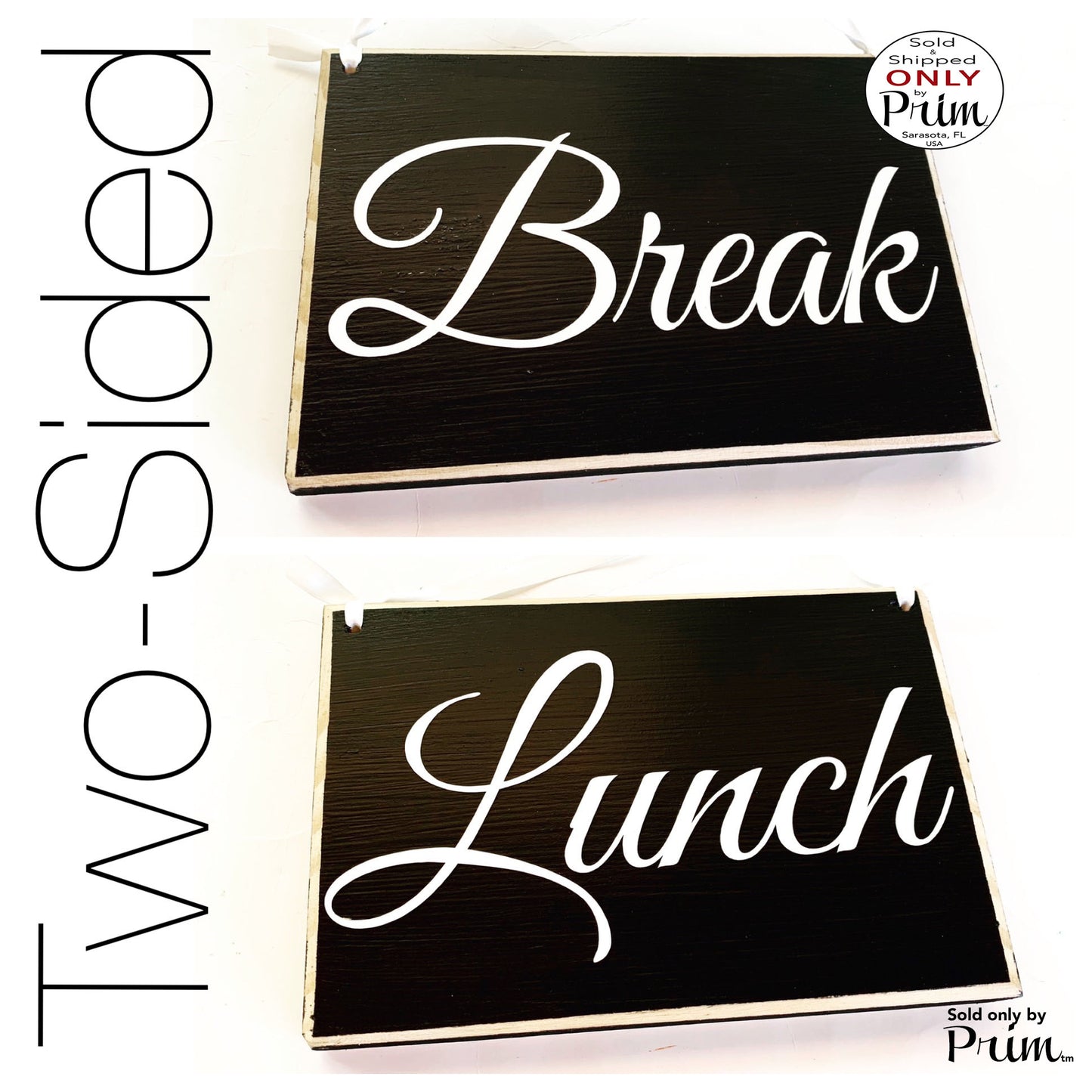 Lunch Break Two Sided 8x6 Out of Office Sorry We Missed You Welcome Come On In Custom Wood Sign Open Closed Spa Salon Office Door Hanger