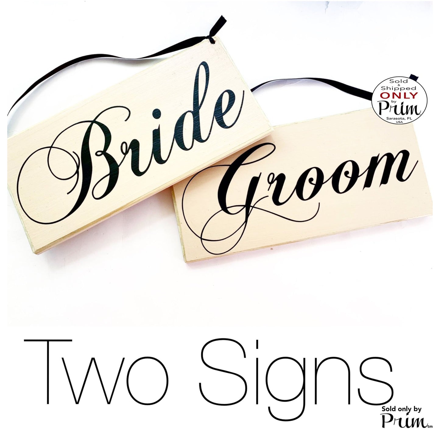 10x6 Bride Groom HIS HERS Two signs (Choose Color) Custom Wedding Just Married Yours Mine Love Welcome Wedding Plaque Wood Signs (Set of 2)