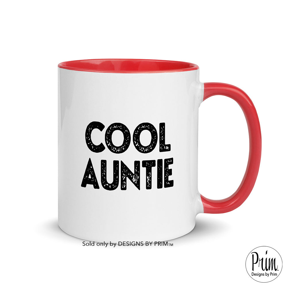 Designs by Prim Cool Auntie 11 Ounce Ceramic Mug | Aunt Life Gift for Sister Pregnancy Announcement to Aunt Funny Graphic Coffee Tea Cup