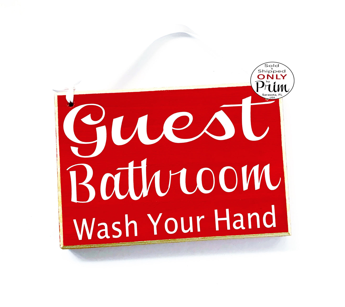 Designs by Prim 8x6 Guest Bathroom Wash Your Hands Custom Wood Sign | Bathroom Restroom Outhouse Washroom airbnb Bed and Breakdast Inn Hotel Door Plaque