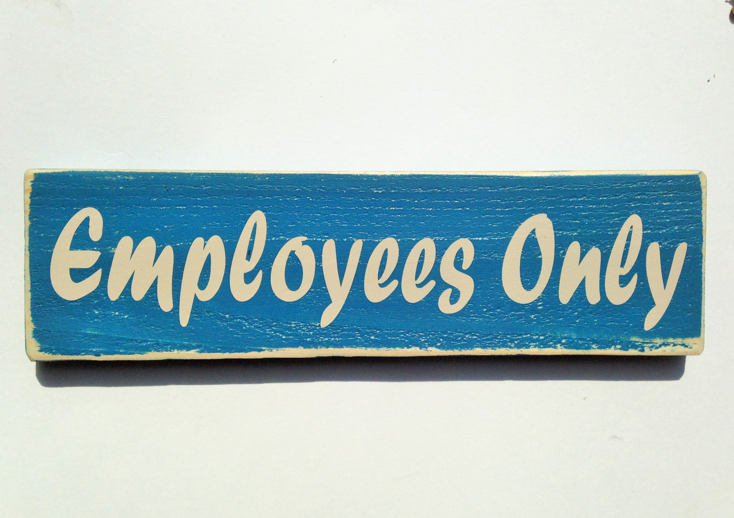 12x4 Employees Only Wood Staff Office Business Sign